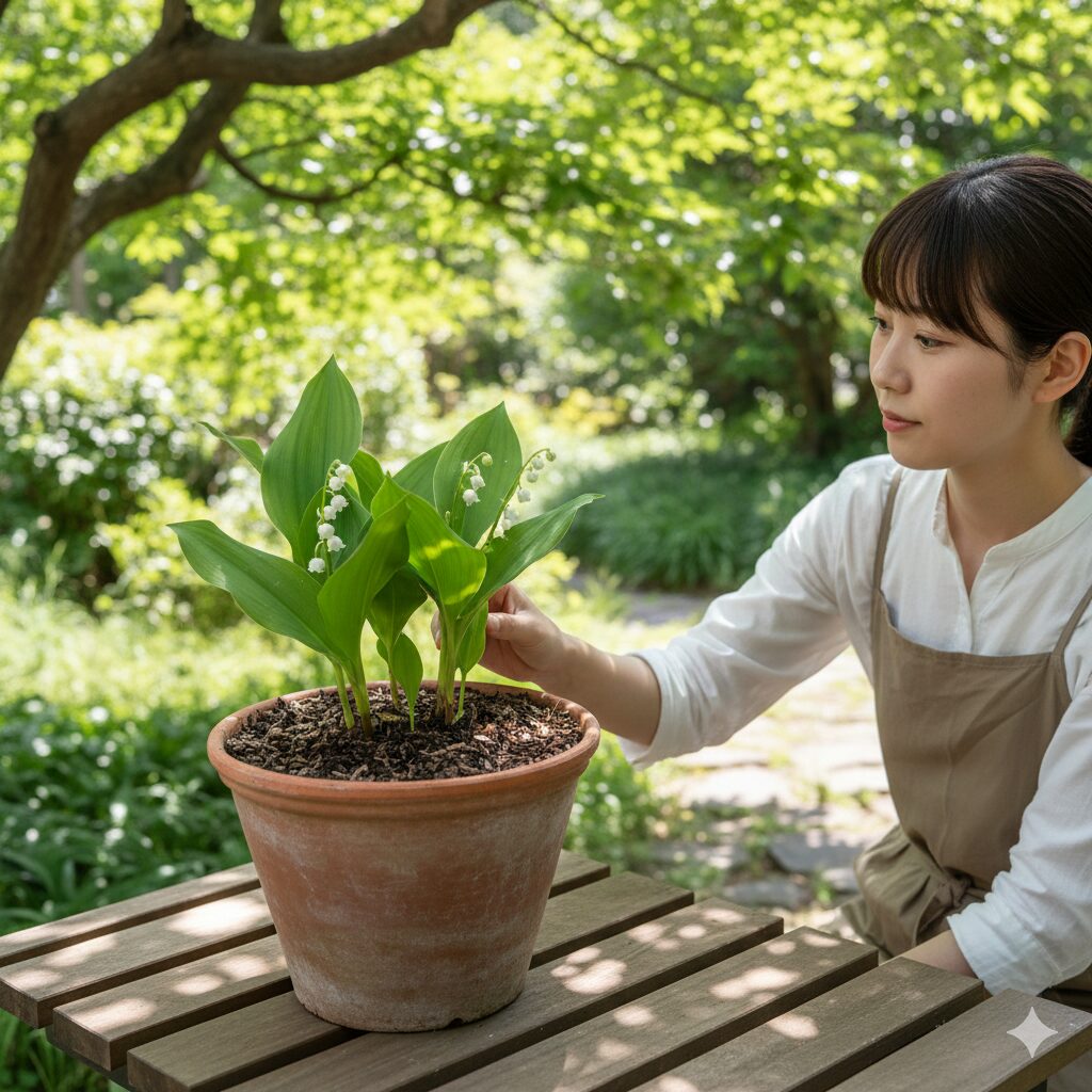 すずらん いつ咲く6　すずらんの花を咲かせるための理想的な日当たりと暑さ対策の例