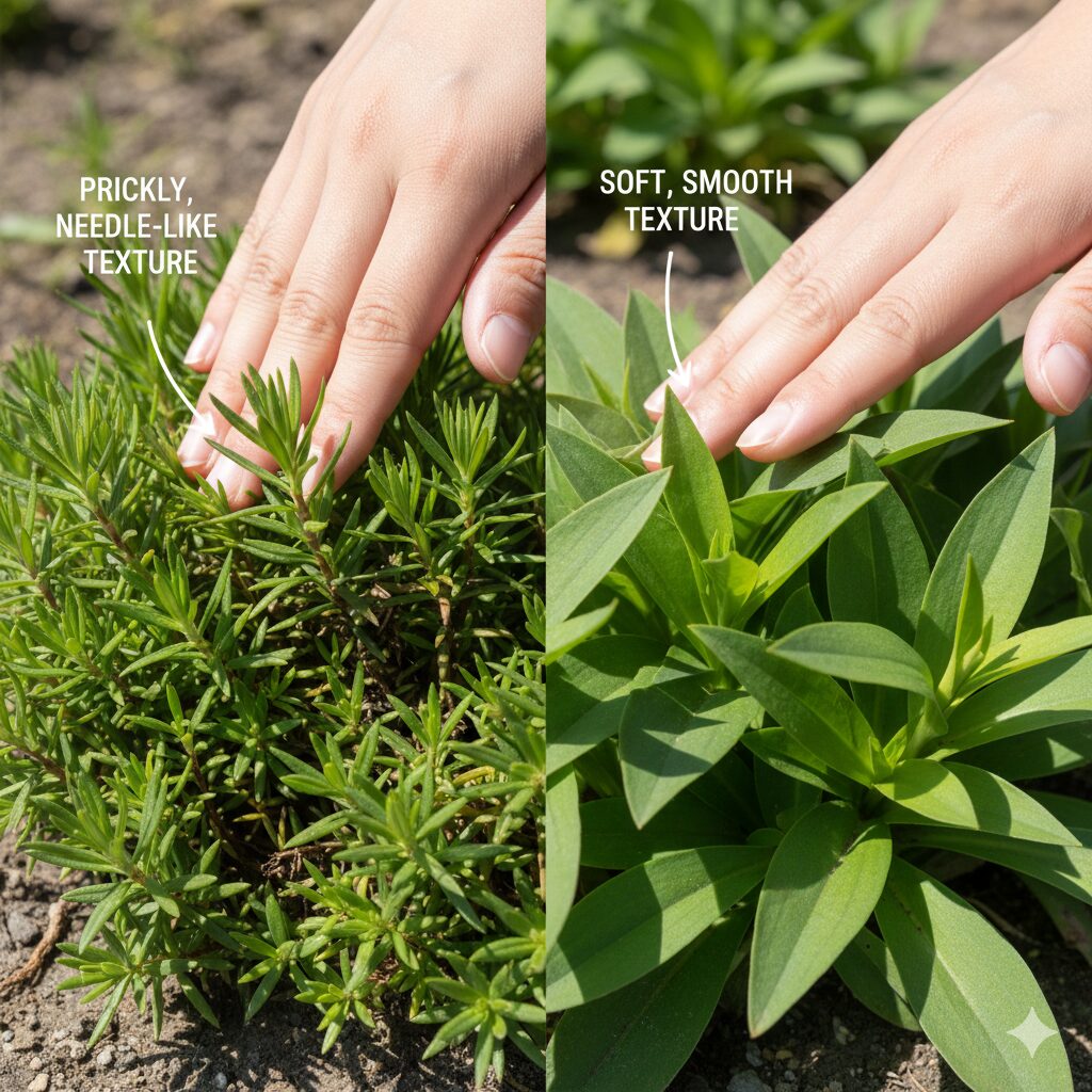 なでしこに似た花6　シバザクラの鋭く尖った針状の葉のクローズアップ