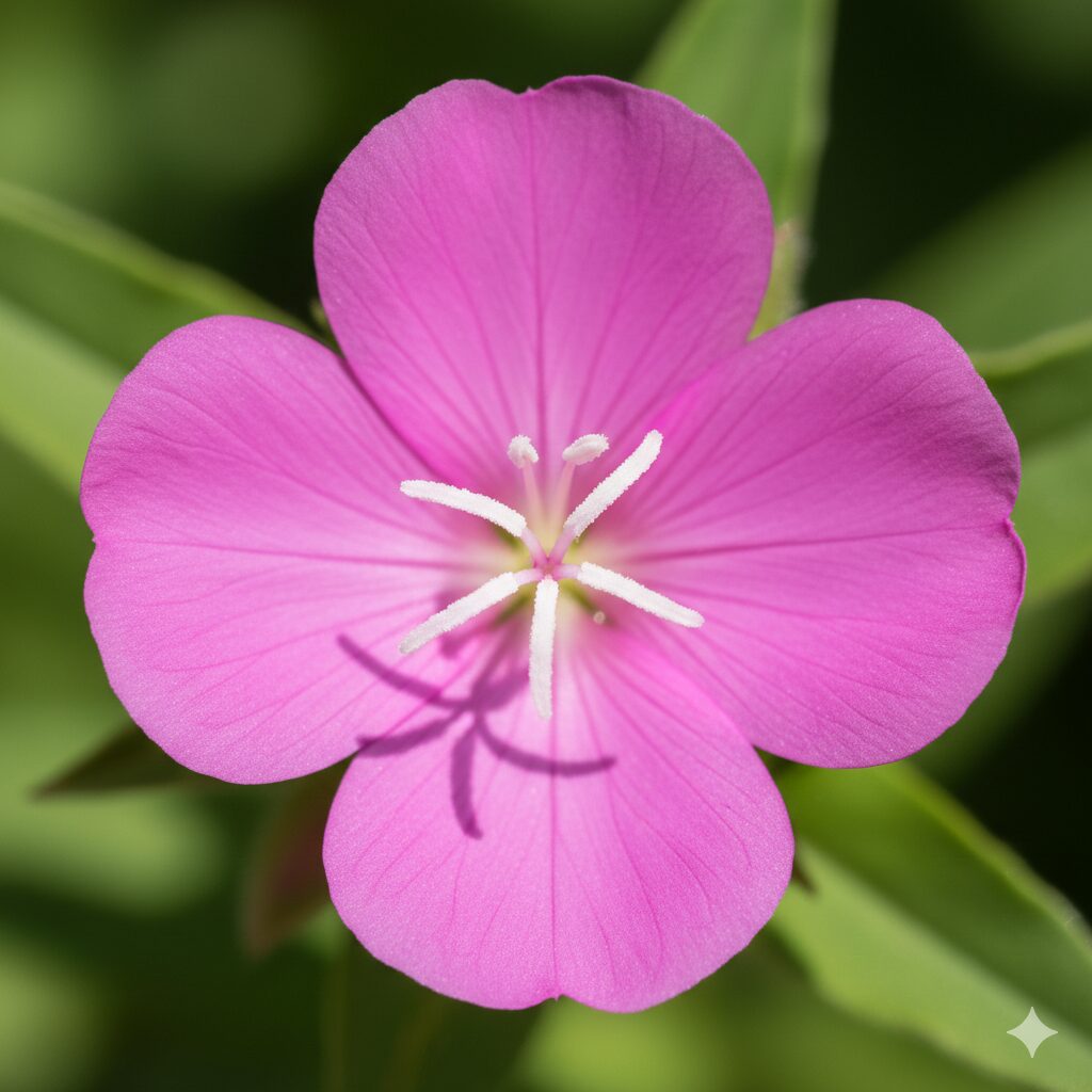 なでしこに似た花9　4枚の花びらと十字型の白い雌しべが特徴のユウゲショウ