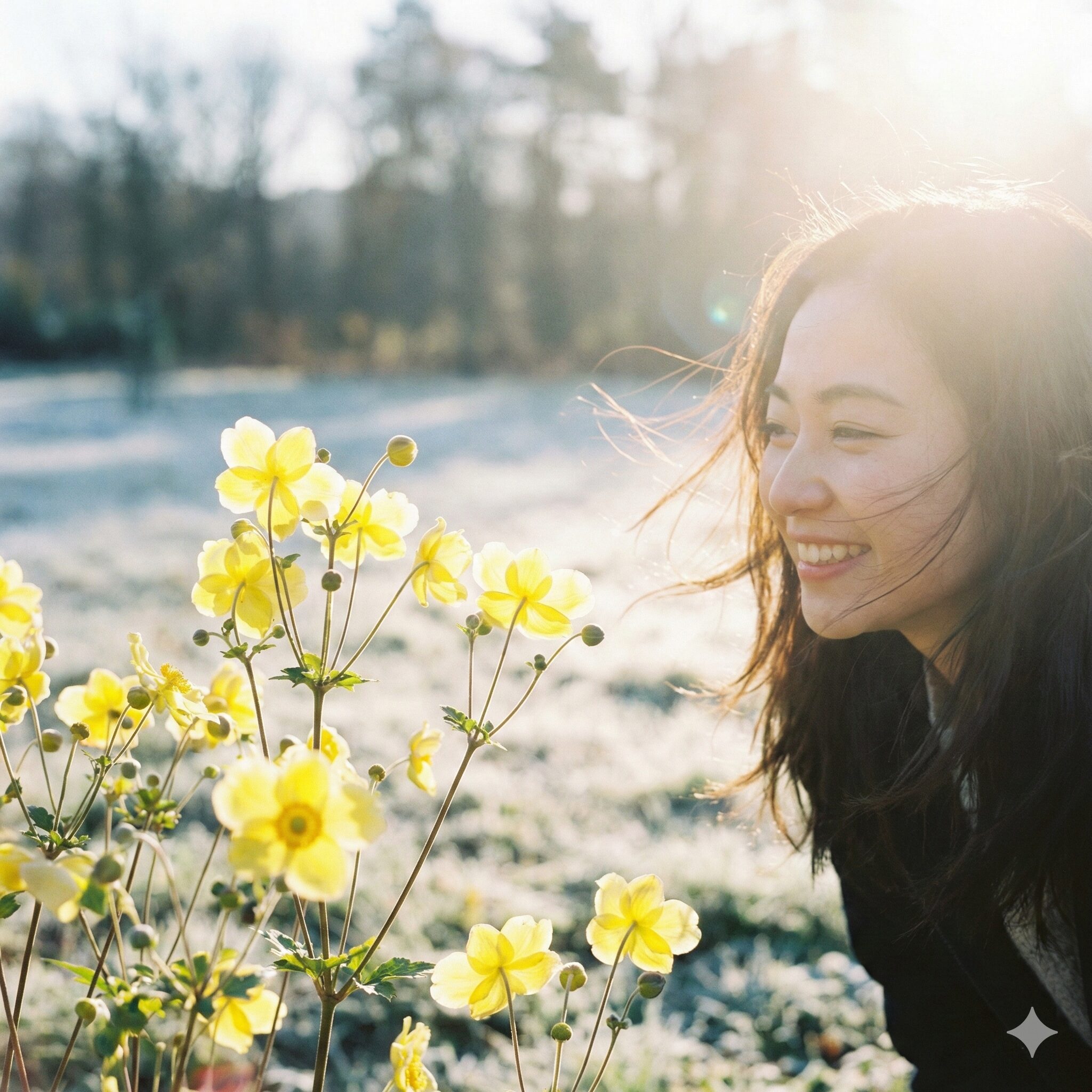 アネモネ花言葉 黄色5　「幸せへの期待」という言葉を象徴する、光り輝く黄色いアネモネ