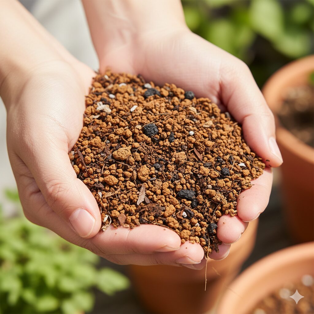 アマリリス 球根 太らせる7 アマリリスの根の呼吸を助け根腐れを防止する、水はけと通気性に優れた配合土の質感