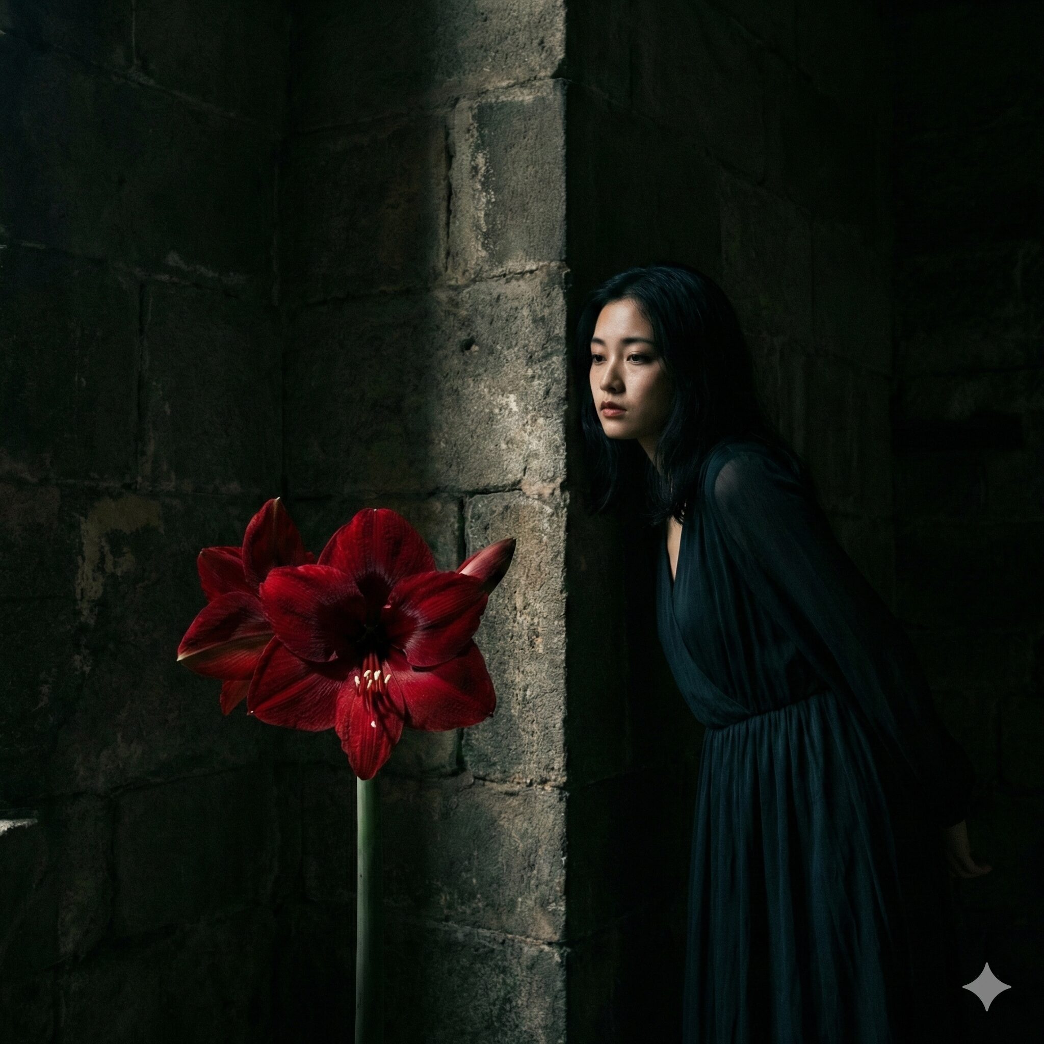 アマリリス 花 言葉 怖い2　ギリシャ神話の悲劇を象徴するような深い赤色のアマリリス