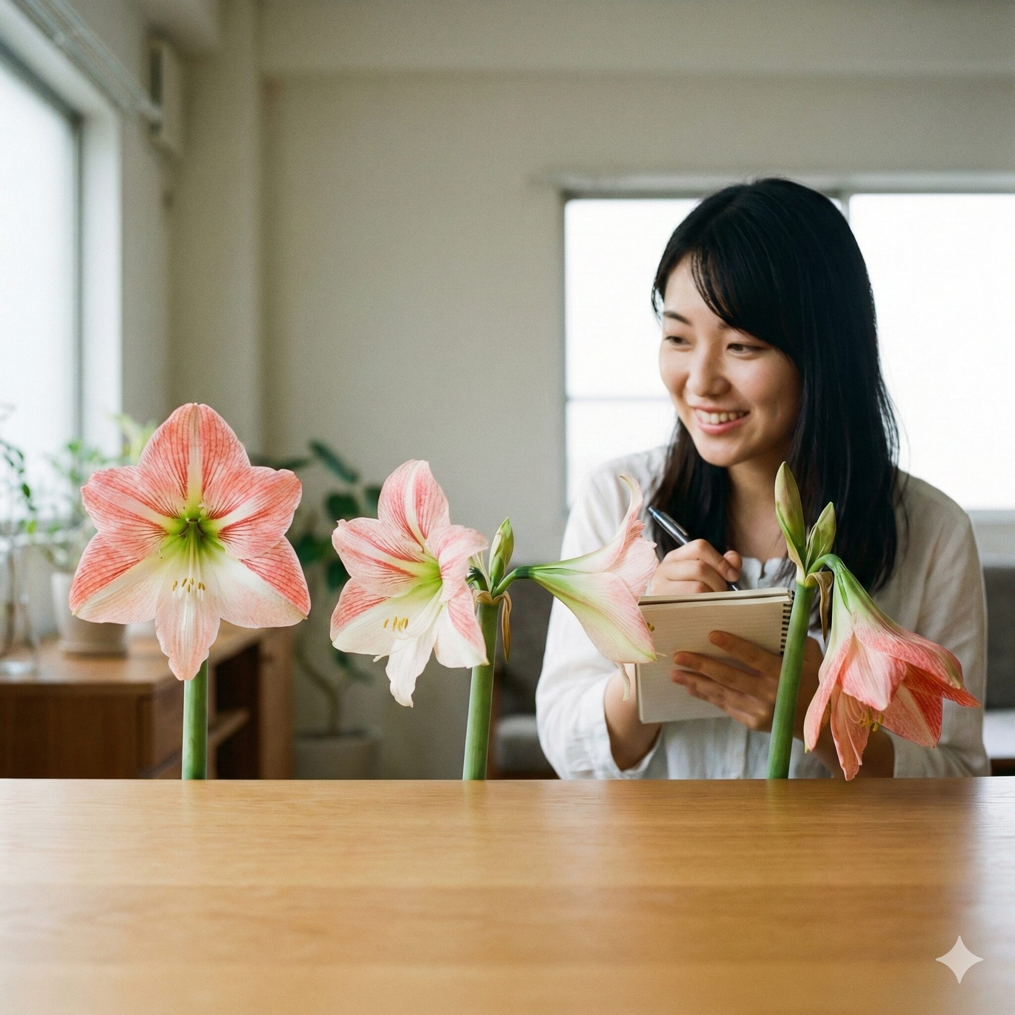 アマリリス 花 言葉 怖い5　開花角度（上向き・下向き・横向き）によって異なるアマリリスの咲き方
