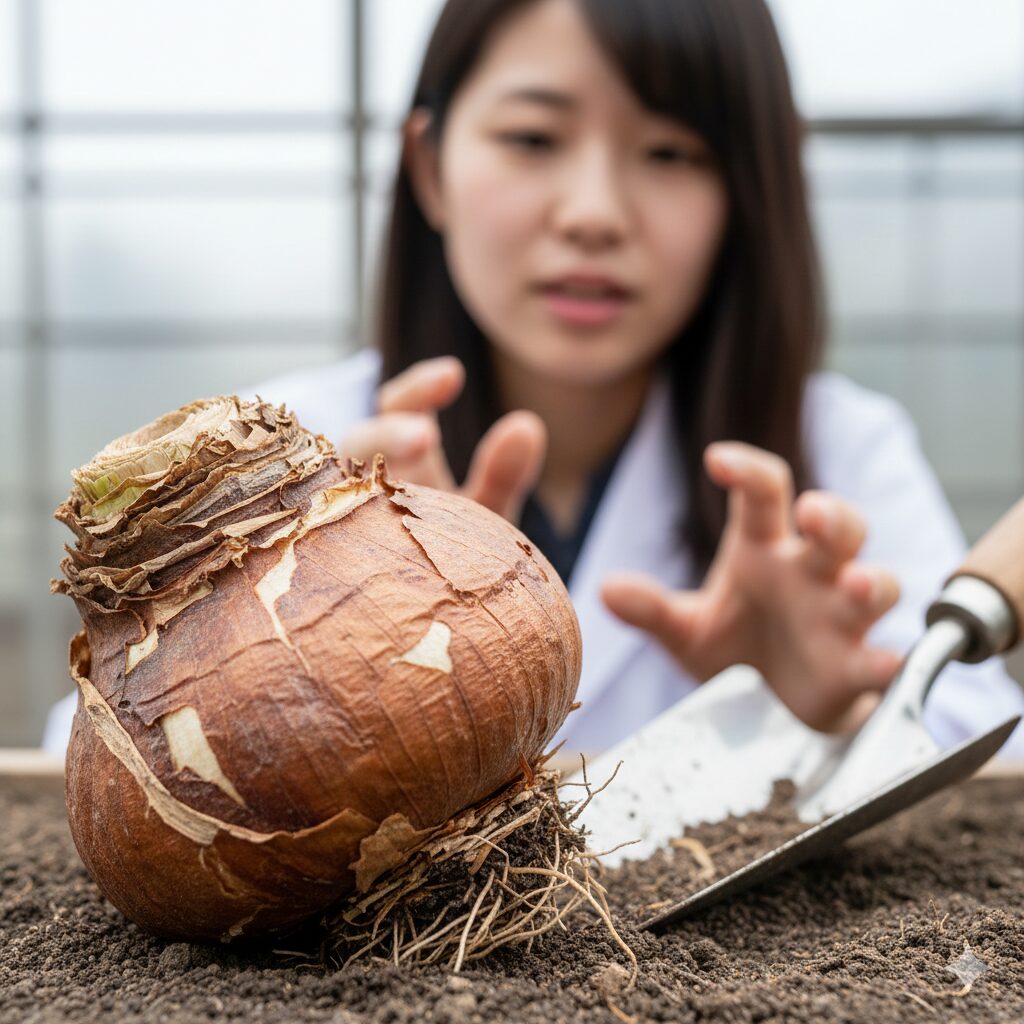アマリリス 花 言葉 怖い7　有毒成分リコリンを多く含むアマリリスの大きな球根（鱗茎）
