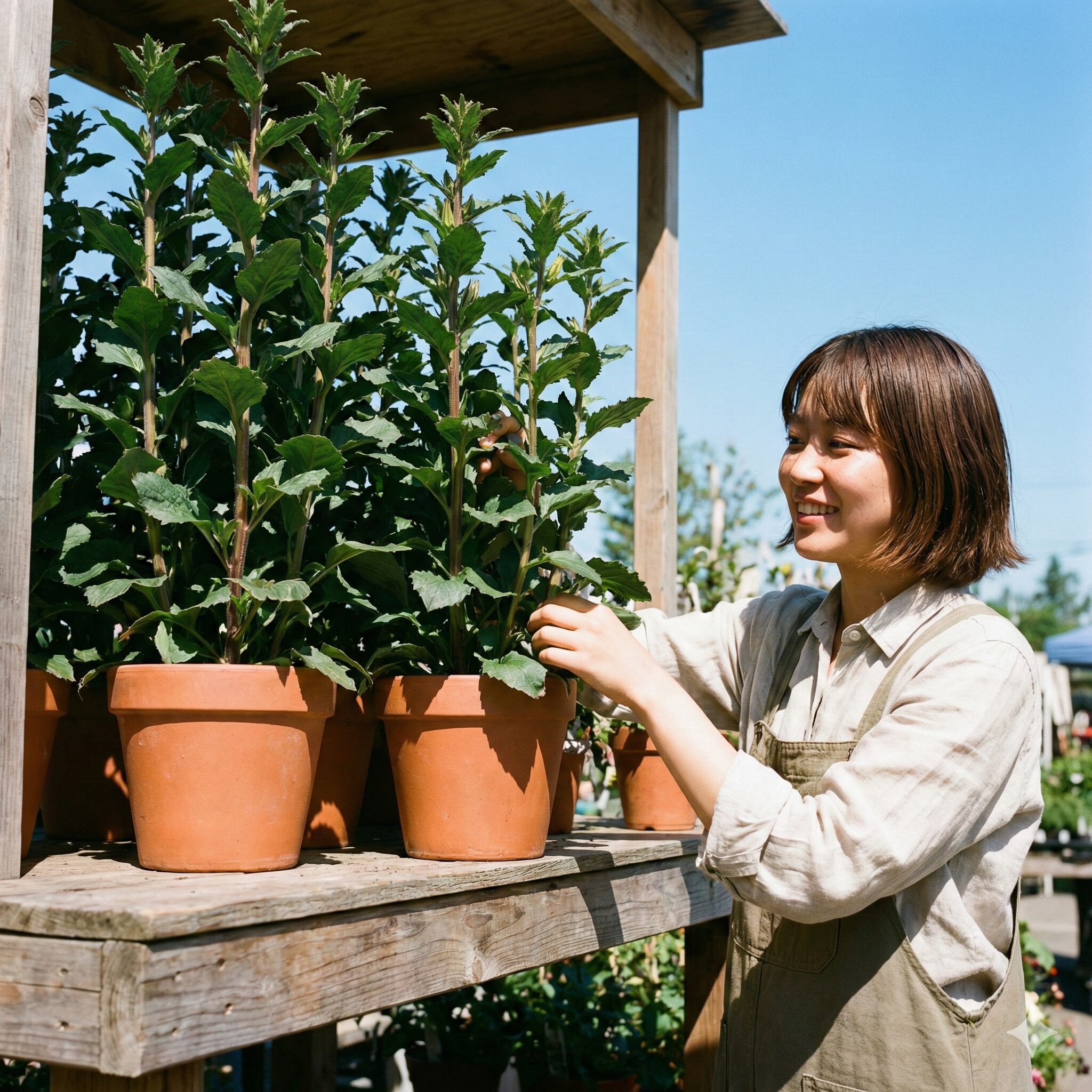 カンパニュラ ホワイトライクミー 育て方2　直射日光と風通しの良い戸外で健康的に育つカンパニュラ ホワイトライクミー