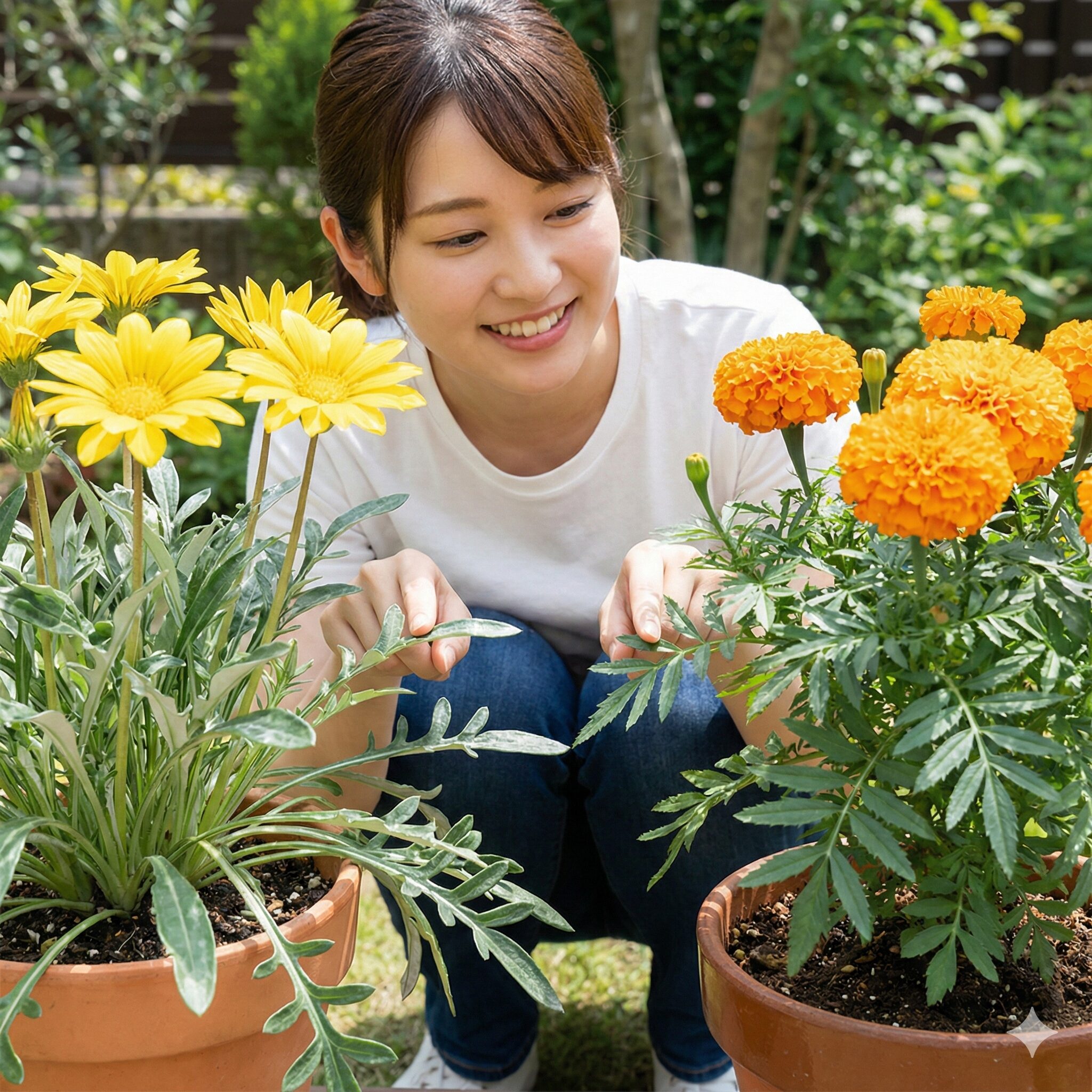 ガザニア 花言葉 怖い4 ガザニア(左)とマリーゴールド(右)の外見の違いを比較した写真。
