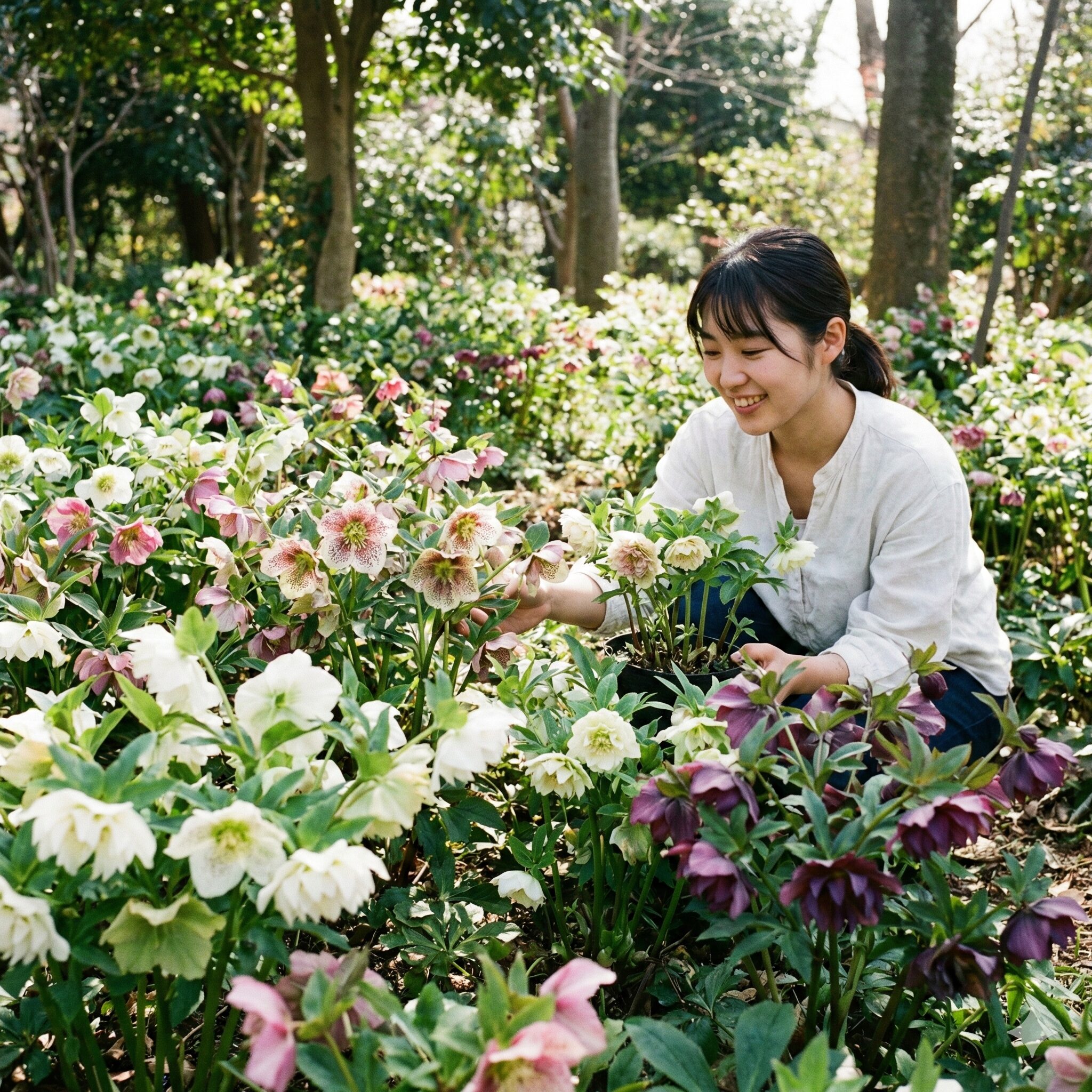 クリスマスローズこぼれ種放置5 遺伝的多様性を感じさせる様々な色や形のクリスマスローズの花々