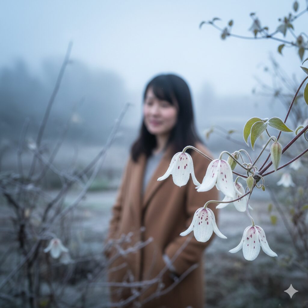 クレマチス 苗 出回る 時期4 冬の庭で可憐に咲くベル型の冬咲きクレマチス・シルホサの花