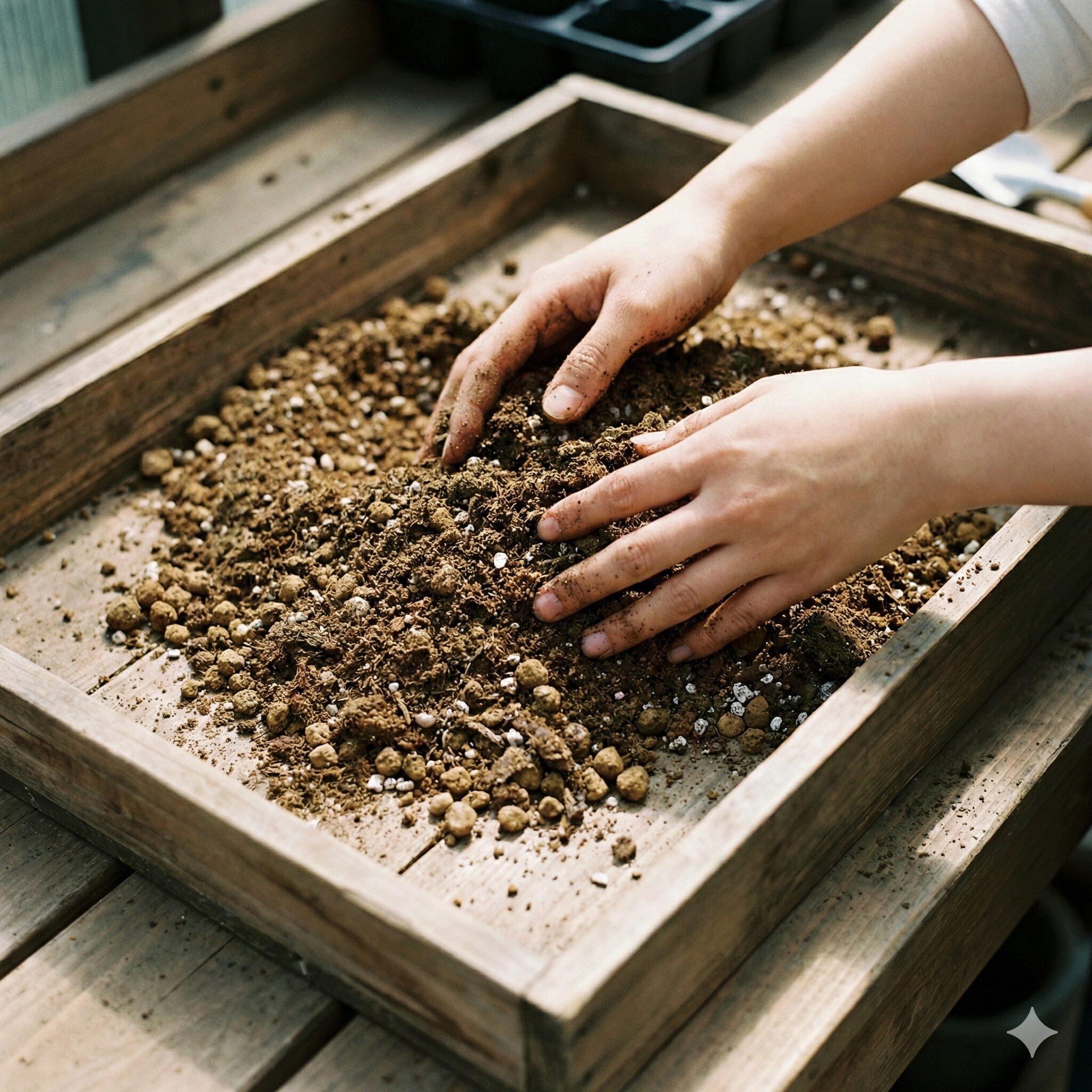 サイネリア 多年草6　サイネリアの植え替えに適した赤玉土や腐葉土をブレンドした水はけの良い用土