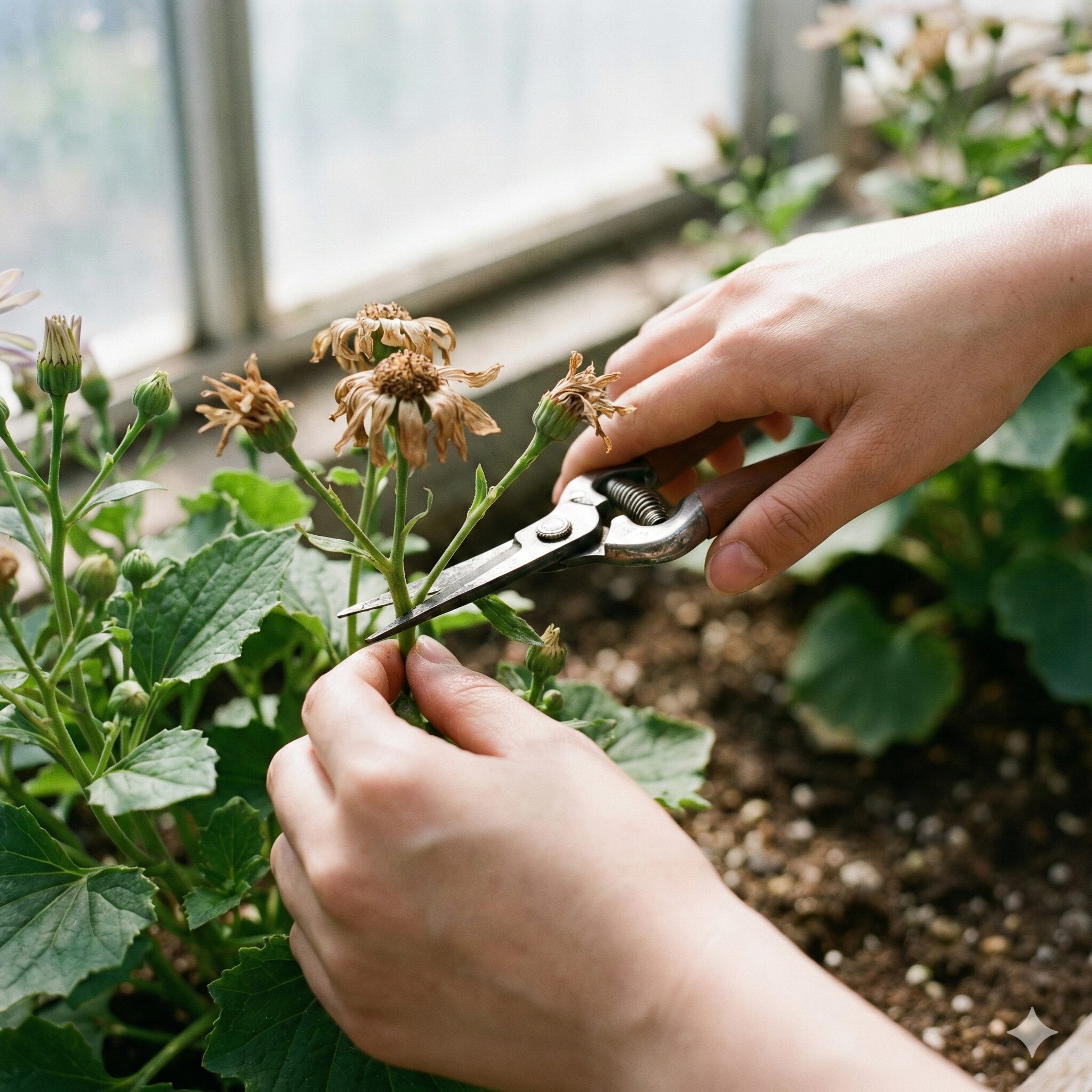 サイネリア 枯れたら10　灰色かび病を予防するためのサイネリアの正しい花がら摘みの方法