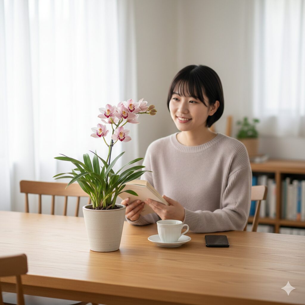 シンビジウム 値段4　食卓やデスクに気軽に飾れるコンパクトなテーブルサイズのシンビジウム