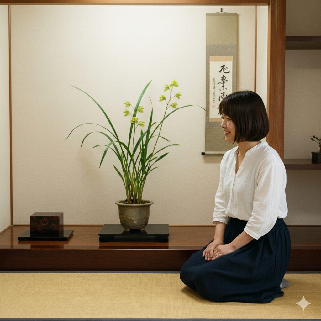 シンビジウム 値段8　和モダンな空間を演出する気品あふれる和蘭（わらん）の鉢植え