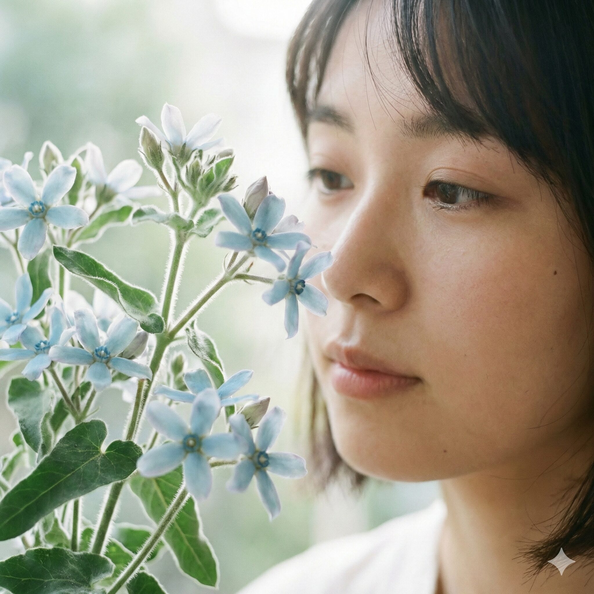 ネモフィラに似た花10 星型の形とマットな質感が特徴的な淡い水色のブルースター(オキシペタラム)