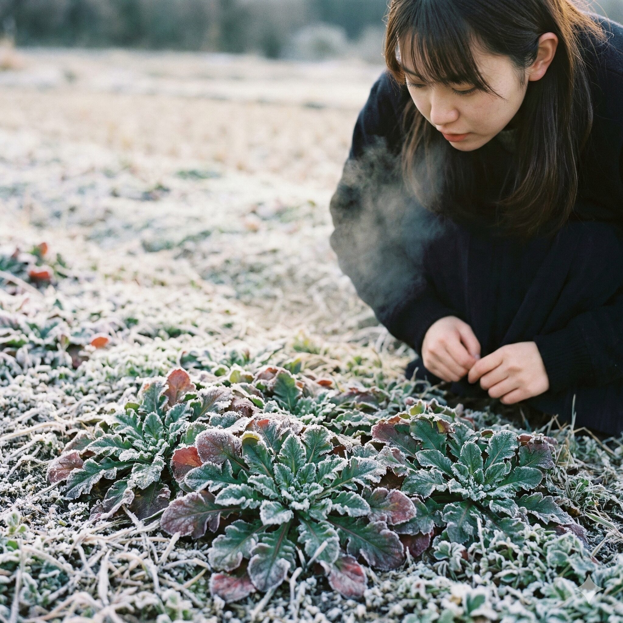 ネモフィラ大きさ6　冬の寒さに耐えるためロゼット状に葉を広げたネモフィラの幼苗