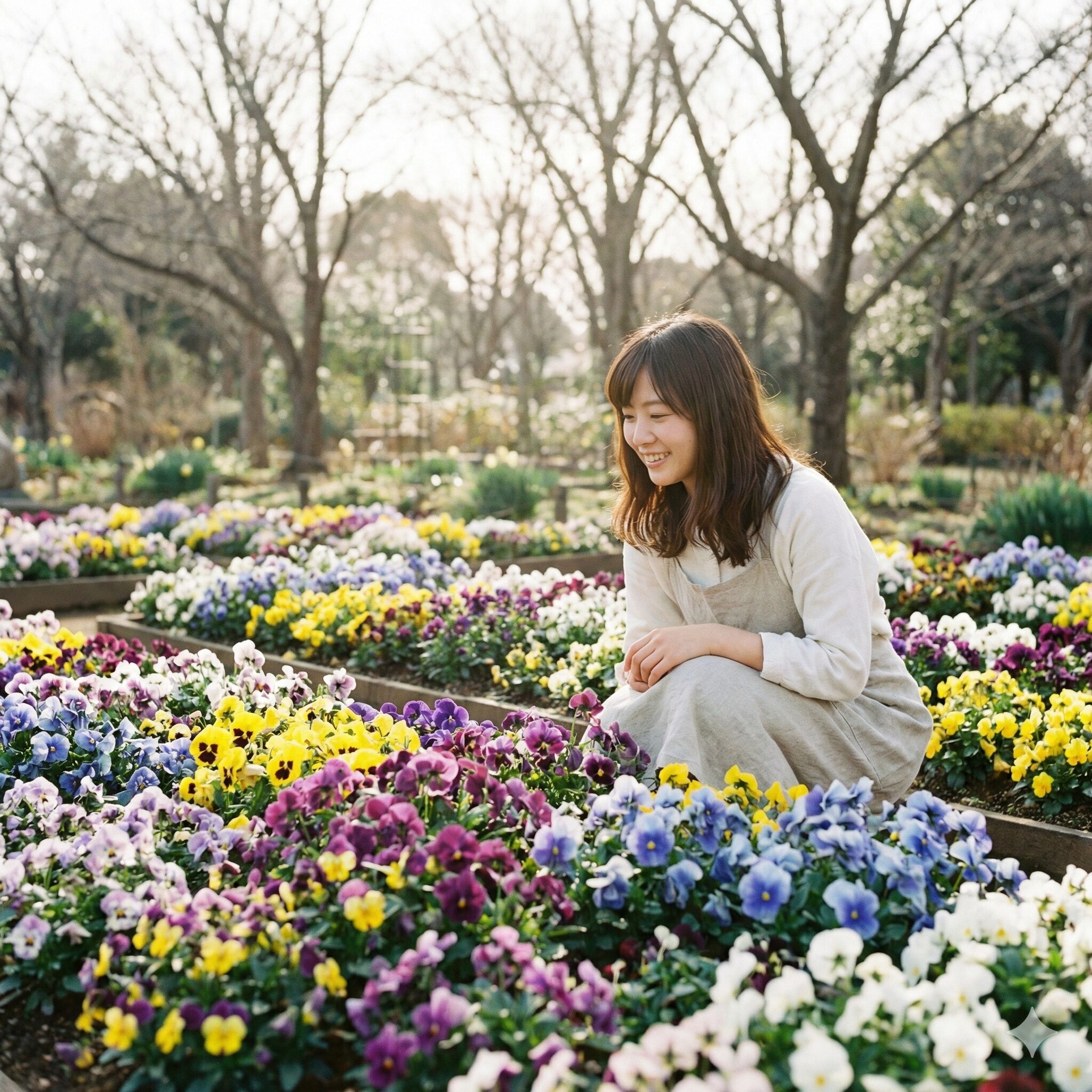パンジー苗 植え方1　冬のお庭の主役として色鮮やかに咲くパンジーと手入れを楽しむガーデナー