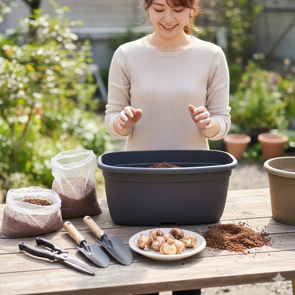 フリージア 育て方 プランター2 フリージアのプランター栽培に必要な土、球根、道具一式