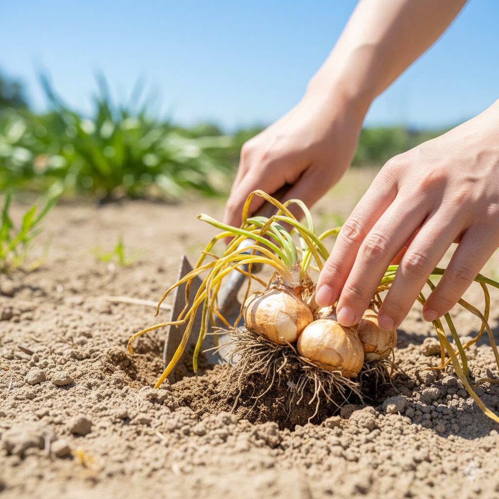 ムスカリ 水耕栽培 花が終わったら7 夏の休眠期を前に庭の土から掘り起こしたムスカリの球根
