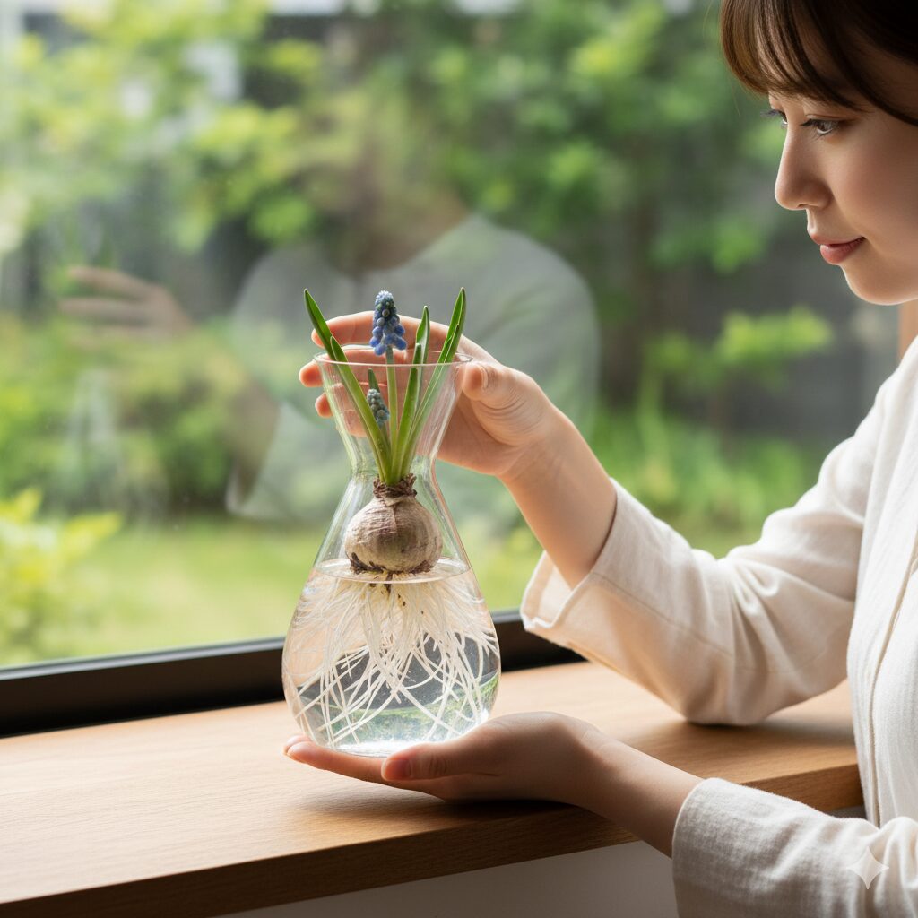 ムスカリ 開花時期10 ガラス容器でおしゃれに楽しむムスカリの水耕栽培