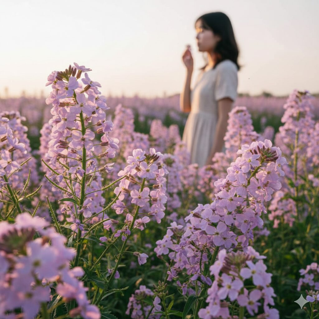 ムラサキハナナ 似た花3 夕方に強い芳香を放つ標準和名ハナダイコン(スイートロケット)の花