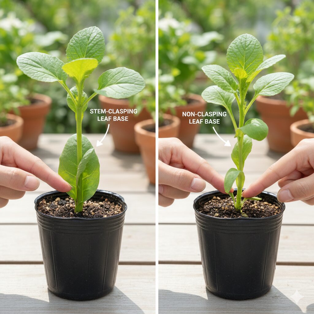 ムラサキハナナ 葉9 ムラサキハナナとハナダイコンの葉の付き方の違いを比較した見分け方ガイド