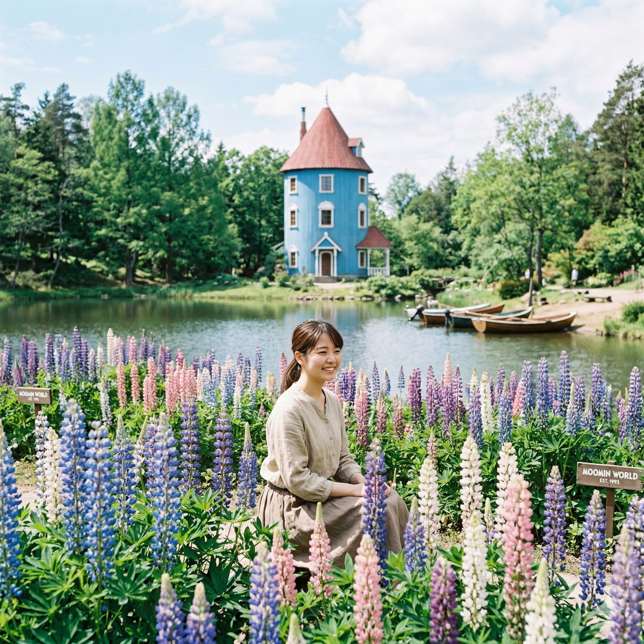 ルピナス 名所 関東8 埼玉県飯能市のムーミンバレーパークで、ムーミン屋敷をバックに咲く北欧の雰囲気溢れるルピナス
