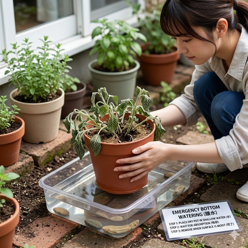 ルピナス 枯れる原因10 水切れでぐったりしたルピナスを復活させる腰水の応急処置