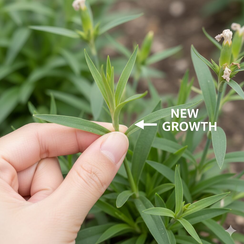 撫子 挿し木3 撫子の挿し木に最適な「花芽のない若い緑色の茎」の選び方。