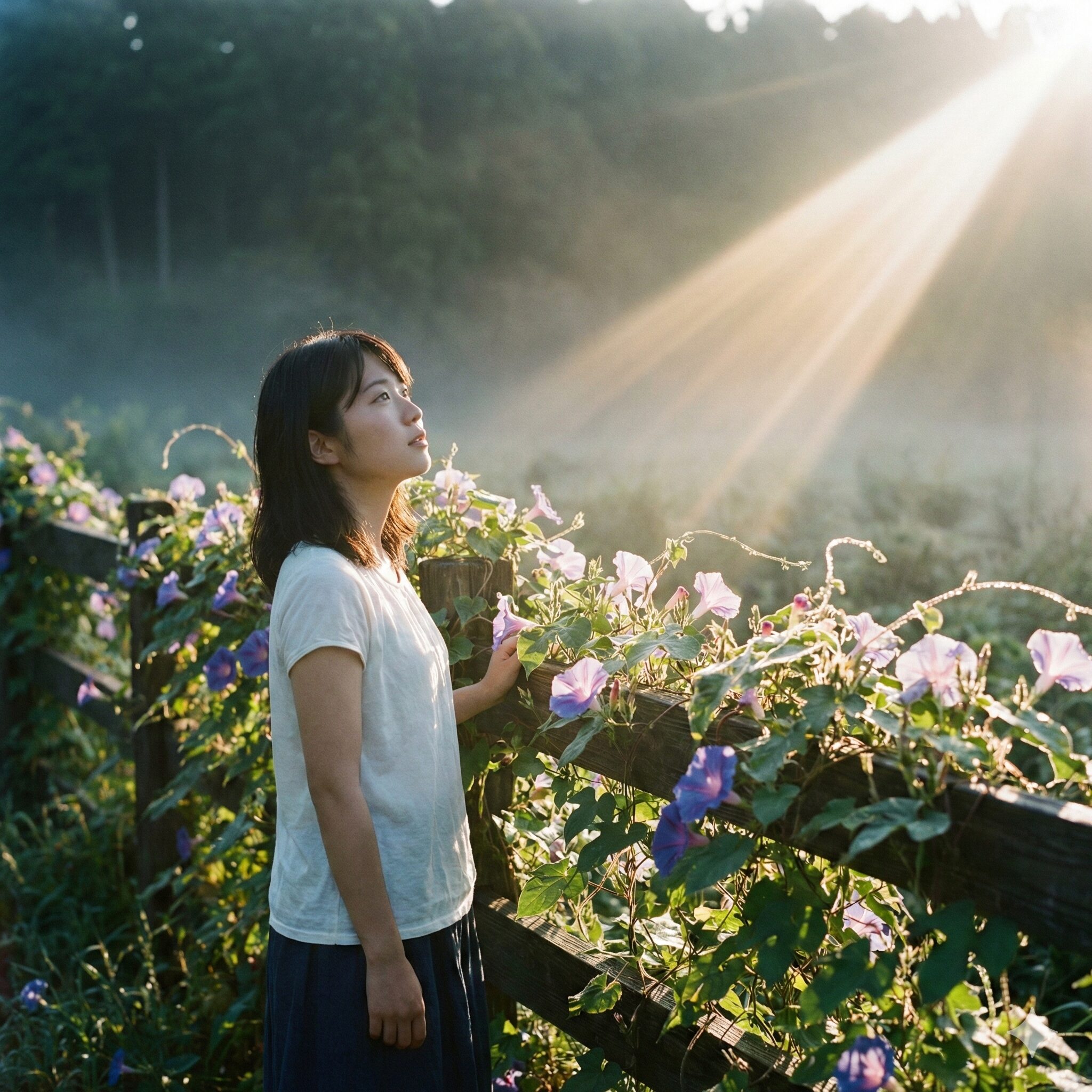 朝顔水やり頻度6　早朝の最適な時間帯に水分を吸収し活発に育つ朝顔の鉢植え