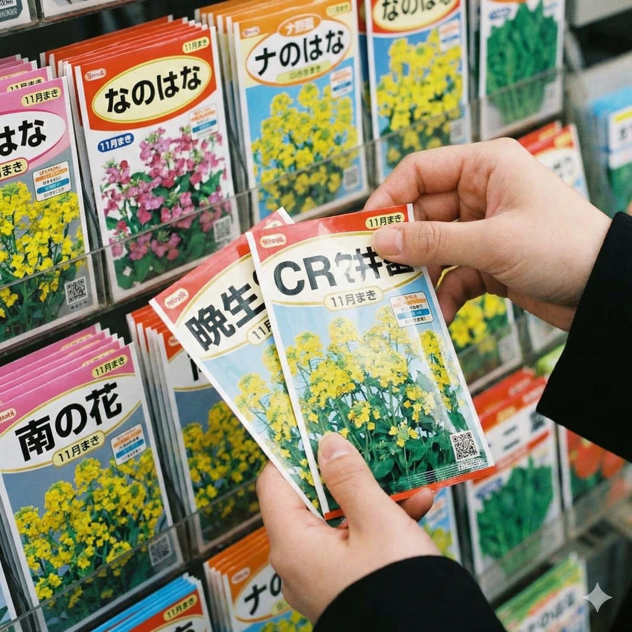 菜の花 種まき 11月4　11月の種まきに適した晩生種やCR抵抗性を持つ菜の花の種袋