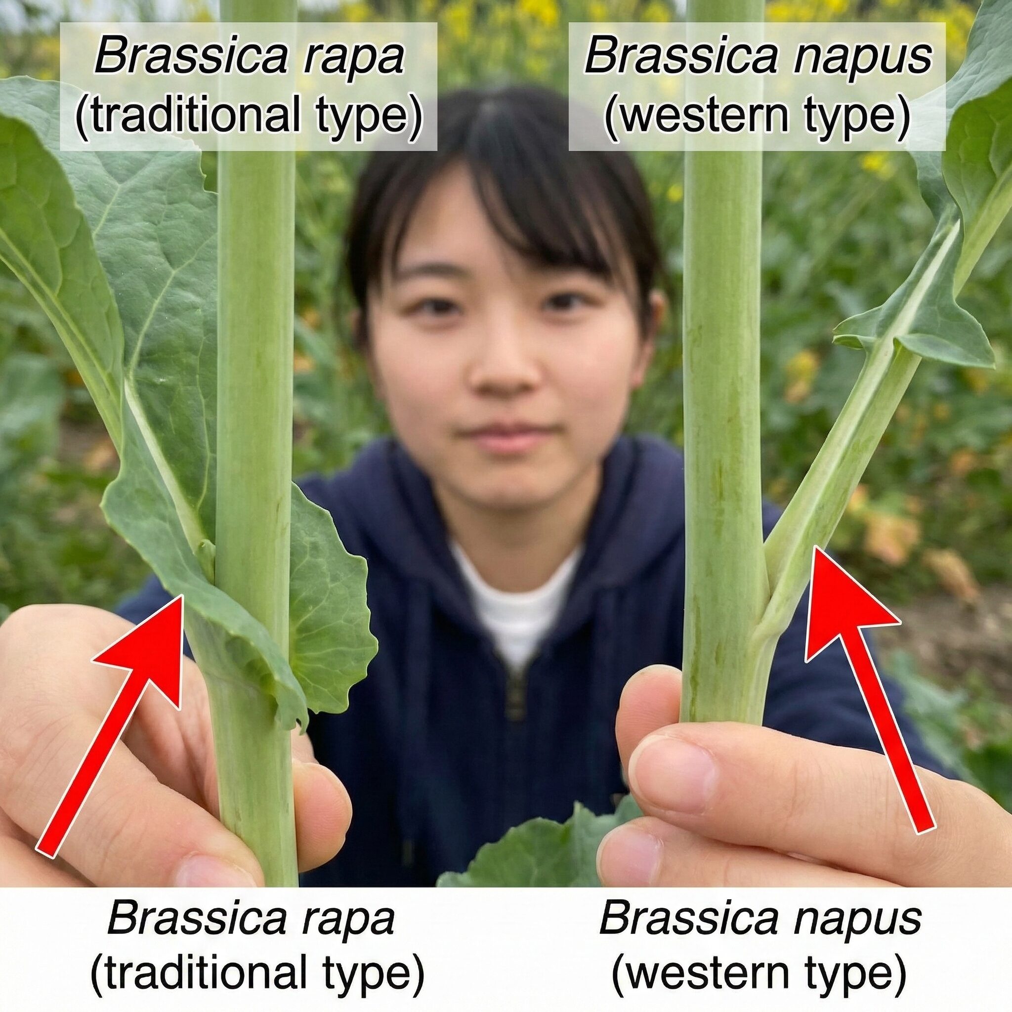 菜の花に似た野菜7 葉の付き方で見分ける菜の花の在来種(和種)と西洋種(洋種)の違い