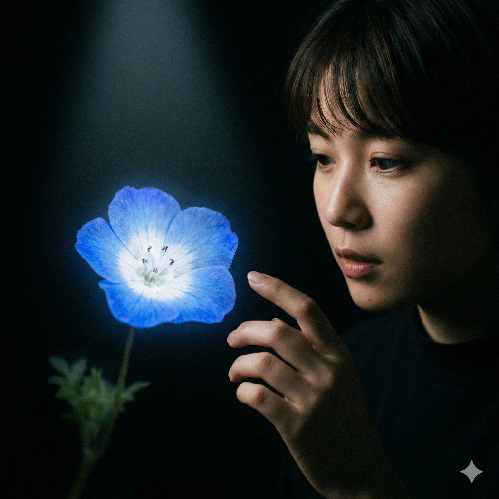 蒼月草 ネモフィラ 違い2 アニメ『葬送のフリーレン』に登場する蒼月草のイメージに近い、透明感のある青いネモフィラ