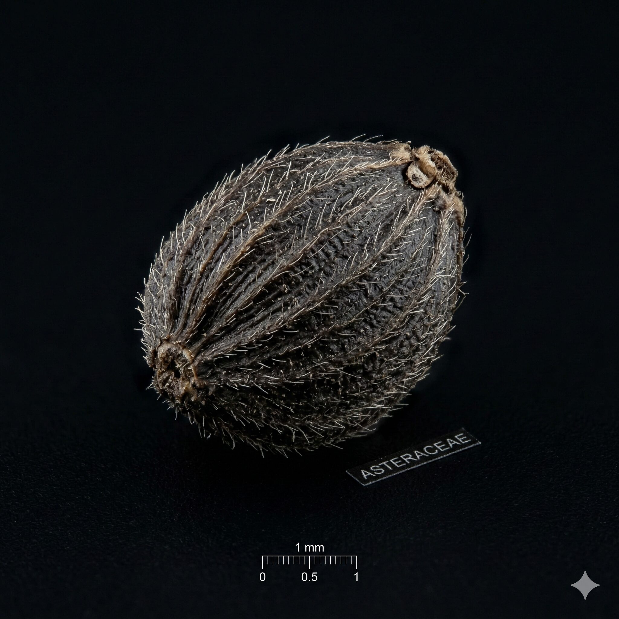 アスターの種の取り方6 特徴的なうねと細かな毛が見えるアスターの種子の拡大画像。