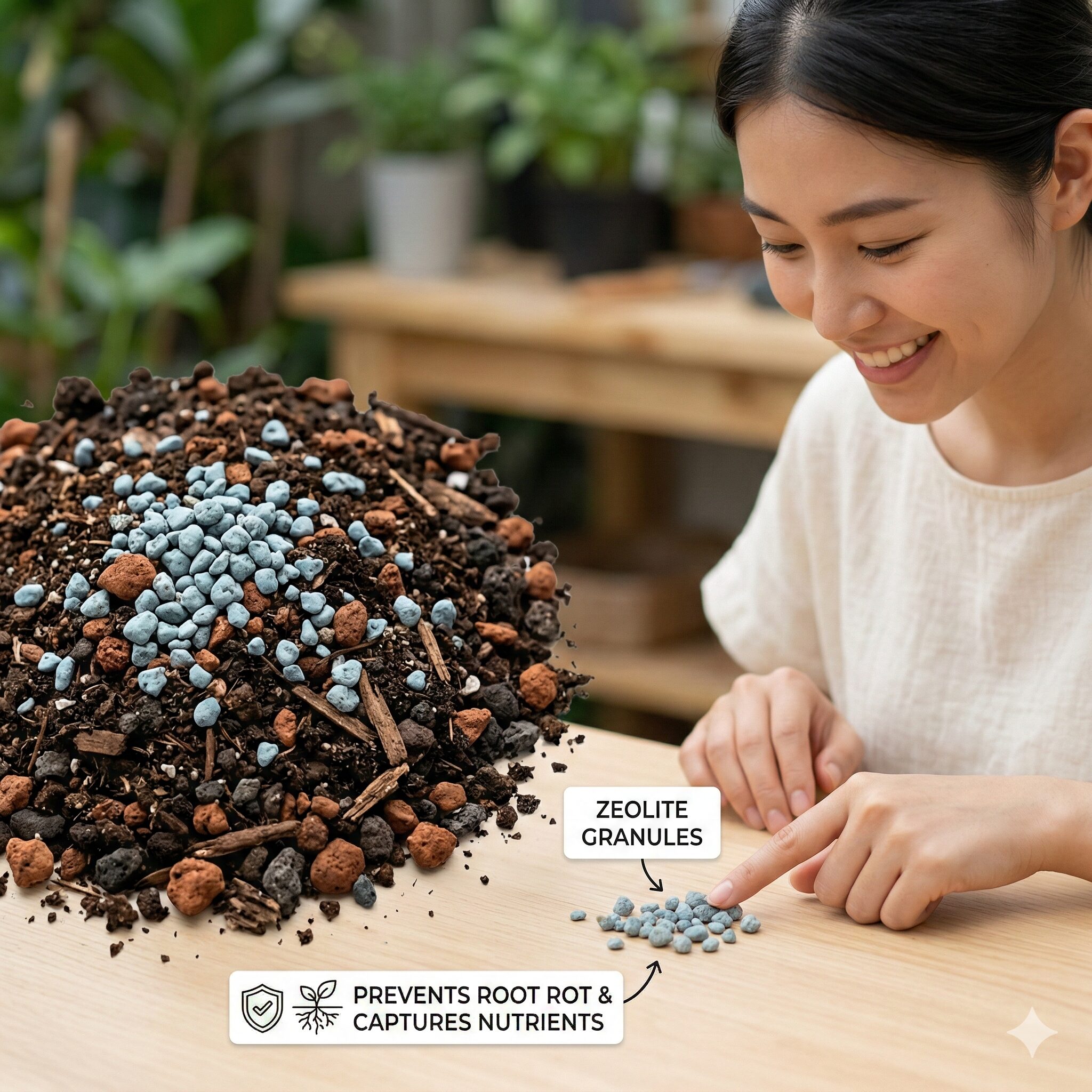 アンスリウム 土 配合10 肥料の持ちと根腐れ防止効果を高めるゼオライト入りのアンスリウム用土