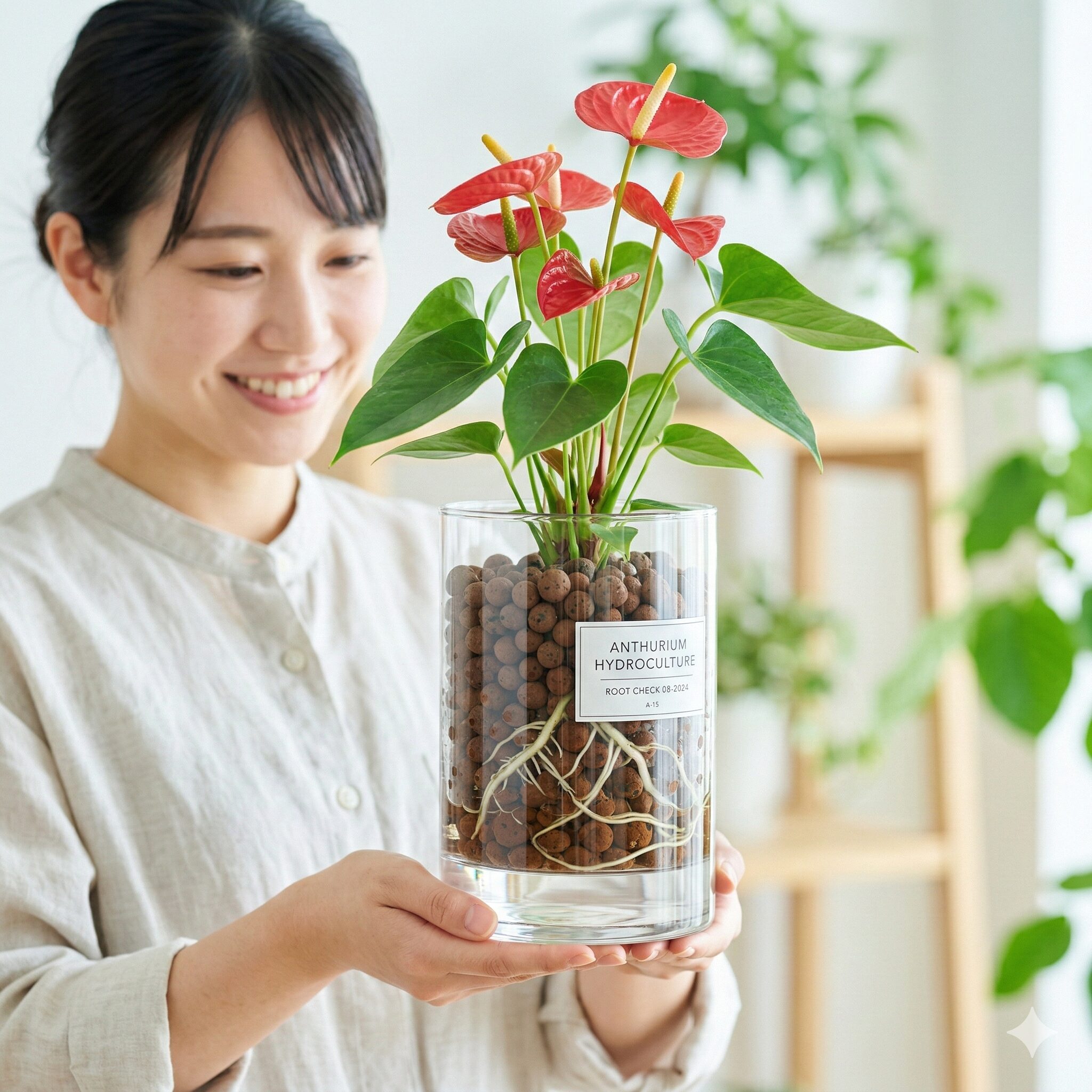 アンスリウム 土 配合9 ハイドロボール(発泡煉石)で清潔に育てるアンスリウムのハイドロカルチャー