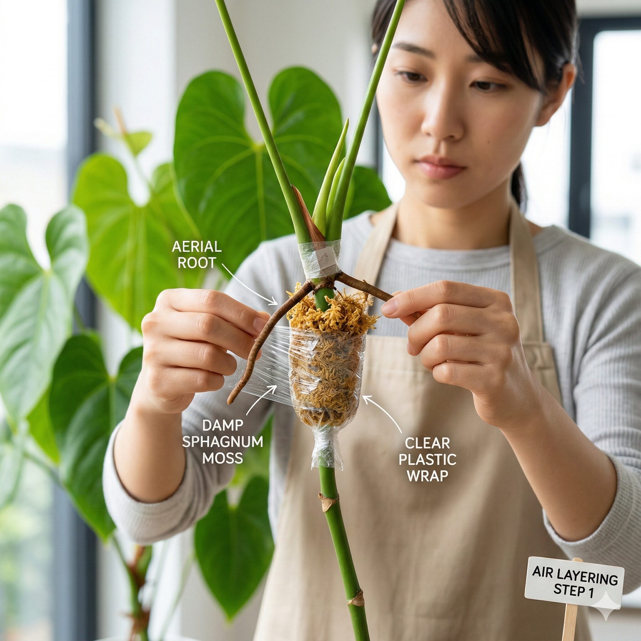 アンスリウム 寿命8　アンスリウムの寿命を延ばすための取り木と気根の処理方法