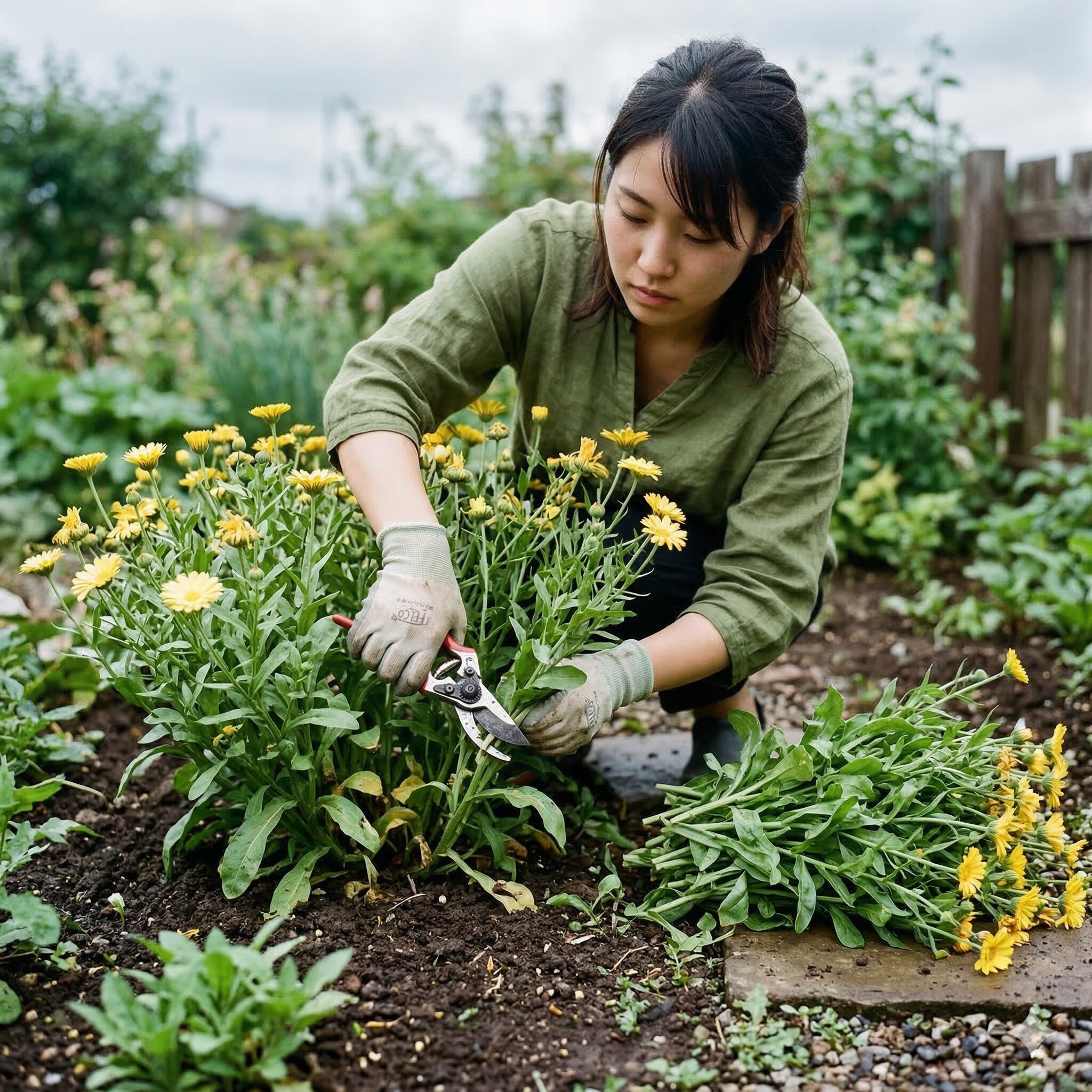 カレンデュラ パワーデイジー 販売9　夏越しに向けて梅雨入り前にカレンデュラ・パワーデイジーを切り戻す作業