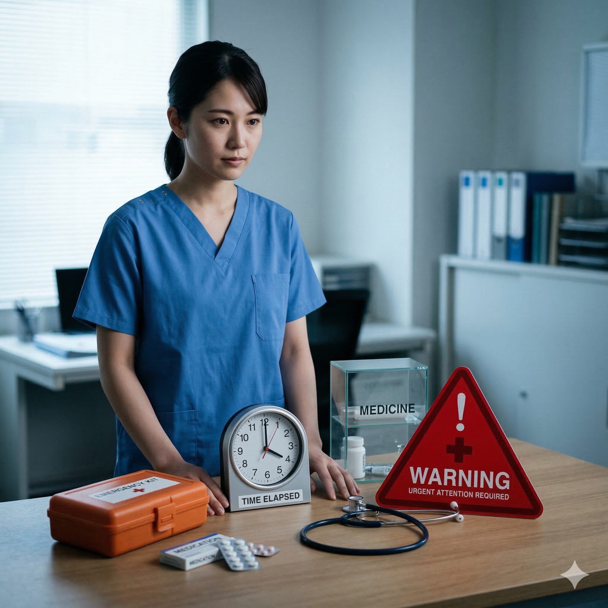 クロッカス 毒性5　イヌサフラン中毒の症状が進行する経過を示す医療イメージ