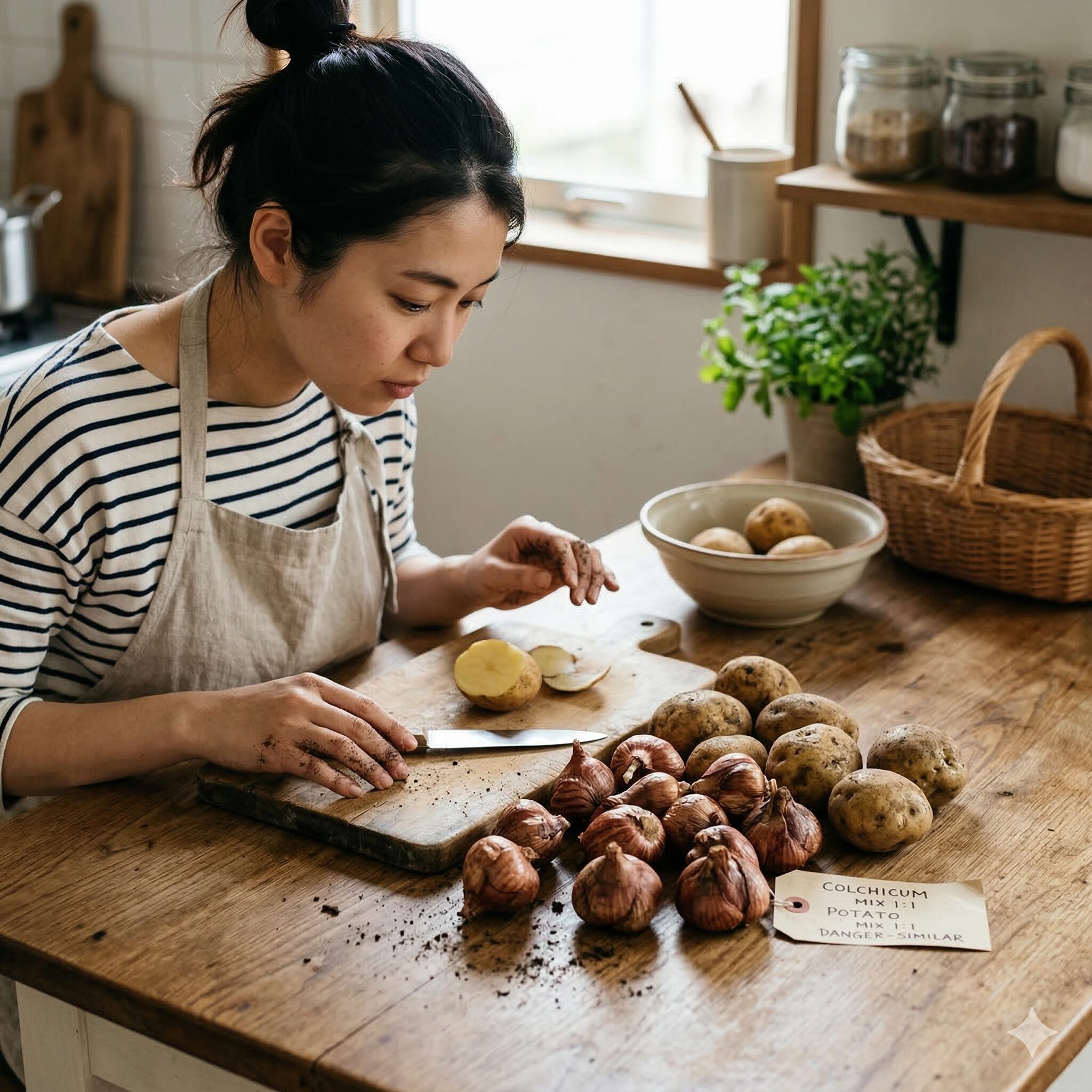 クロッカス 毒性7　食用のジャガイモと見た目が酷似したイヌサフランの球根