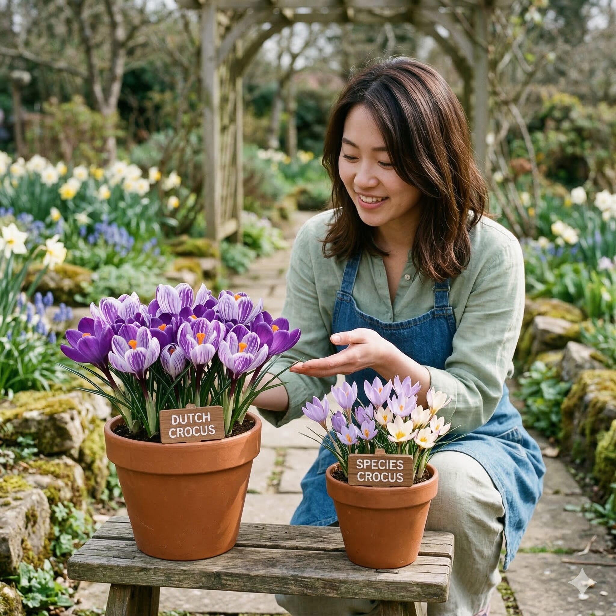 クロッカス 球根 植え方3　大輪のダッチクロッカスと可憐な原種系クロッカスの特徴の違い