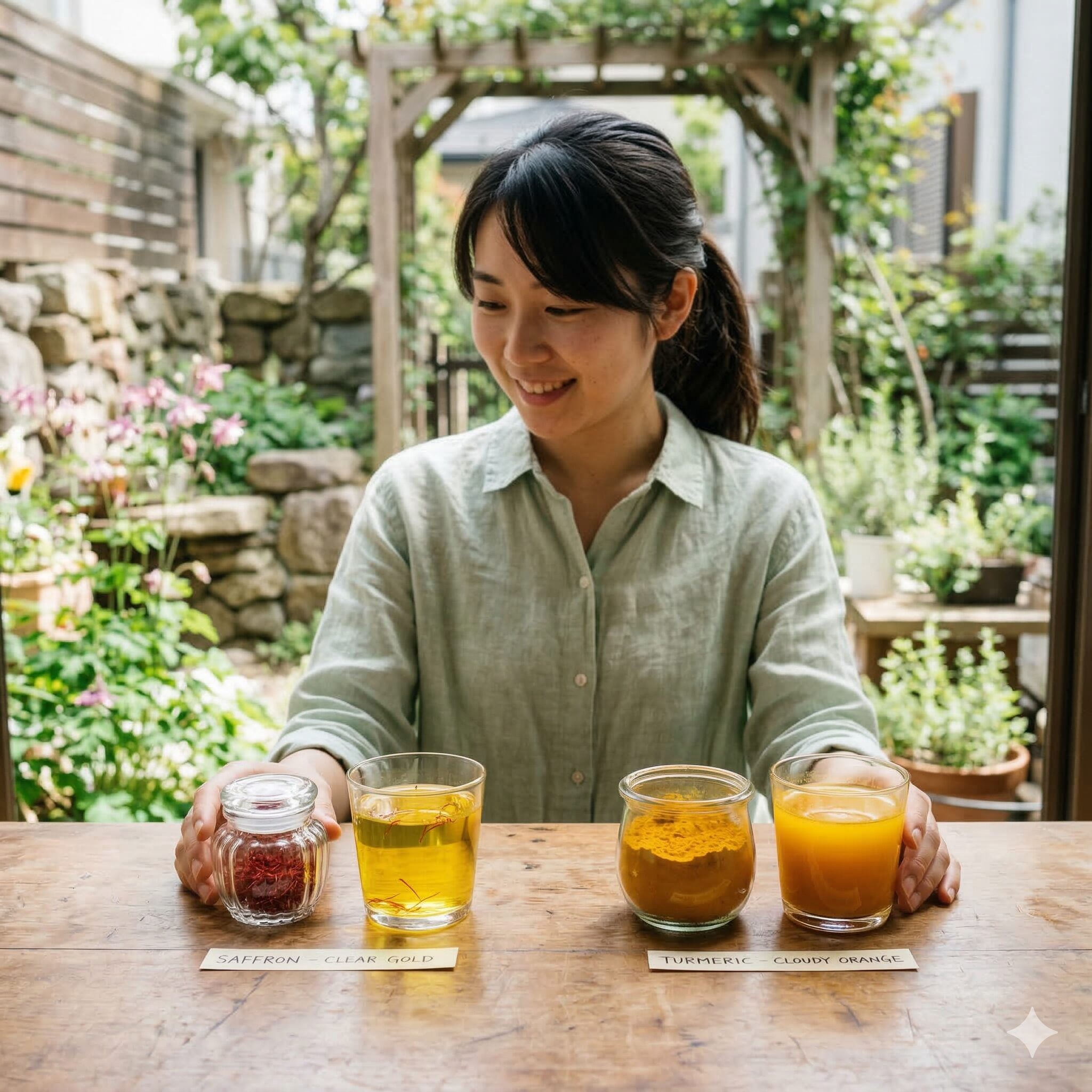 クロッカスとサフランの違い8　サフランとターメリック（ウコン）の形状および水に溶かした時の色味の比較。両者の決定的な違いを解説。