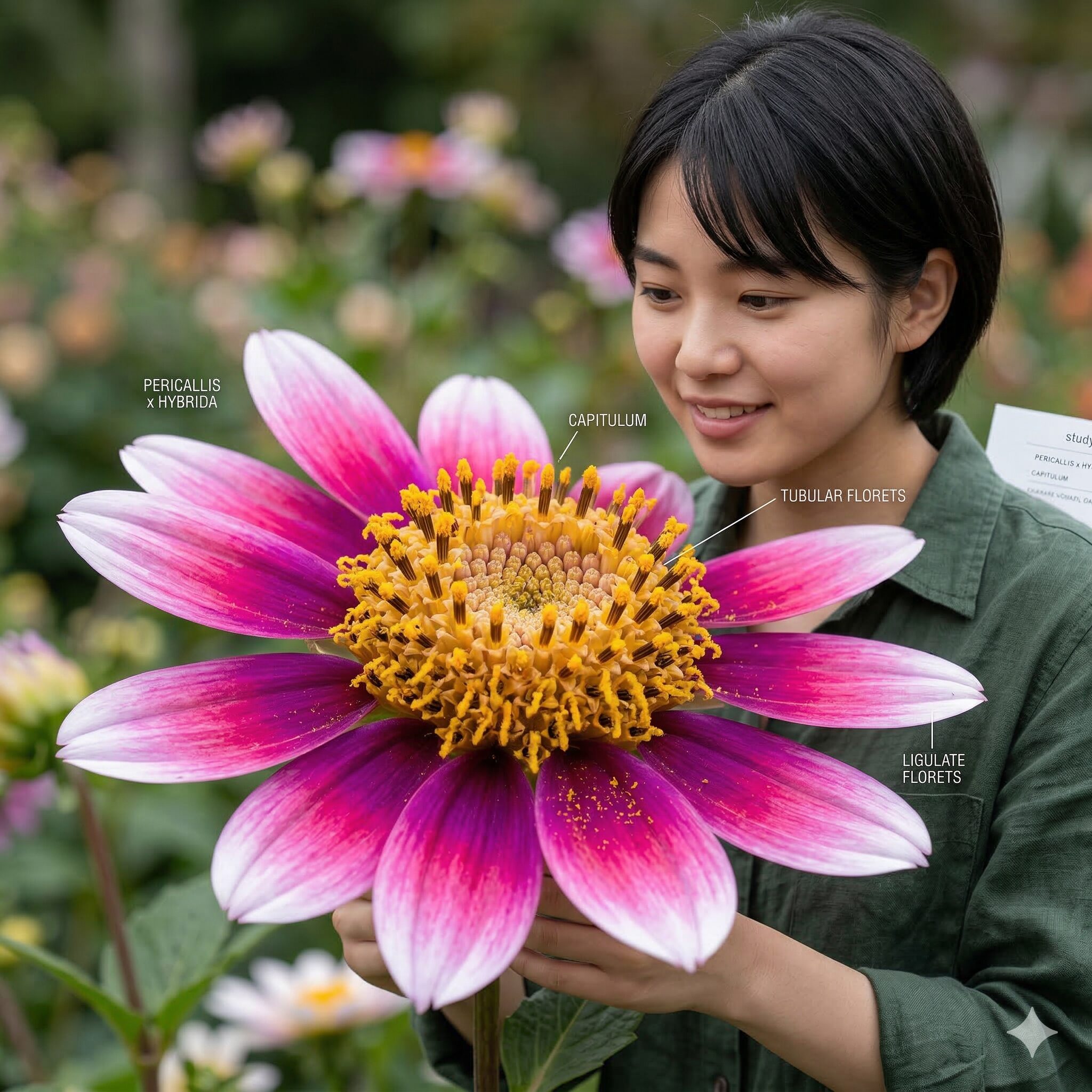 サイネリア セネッティ 違い2　ペリカリス属の植物学的な特徴を示す鮮やかな花びらのアップ