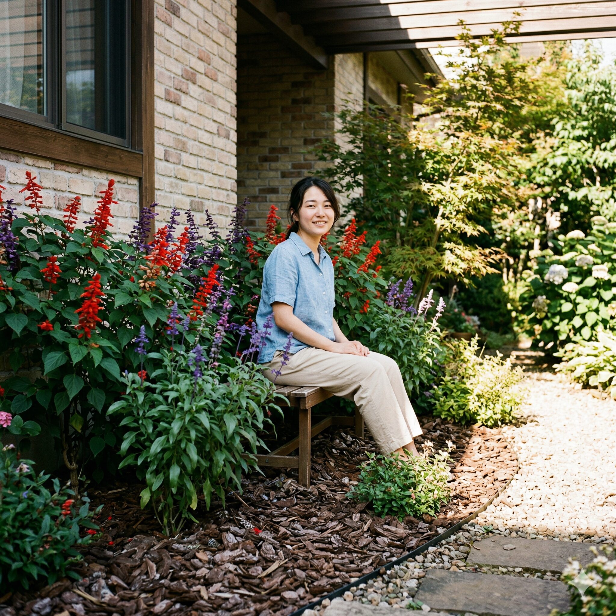 サルビア ネモ ローサ 日陰5 濃い紫褐色の硬い茎が特徴のサルビア・ネモローサ・カラドンナのアップ