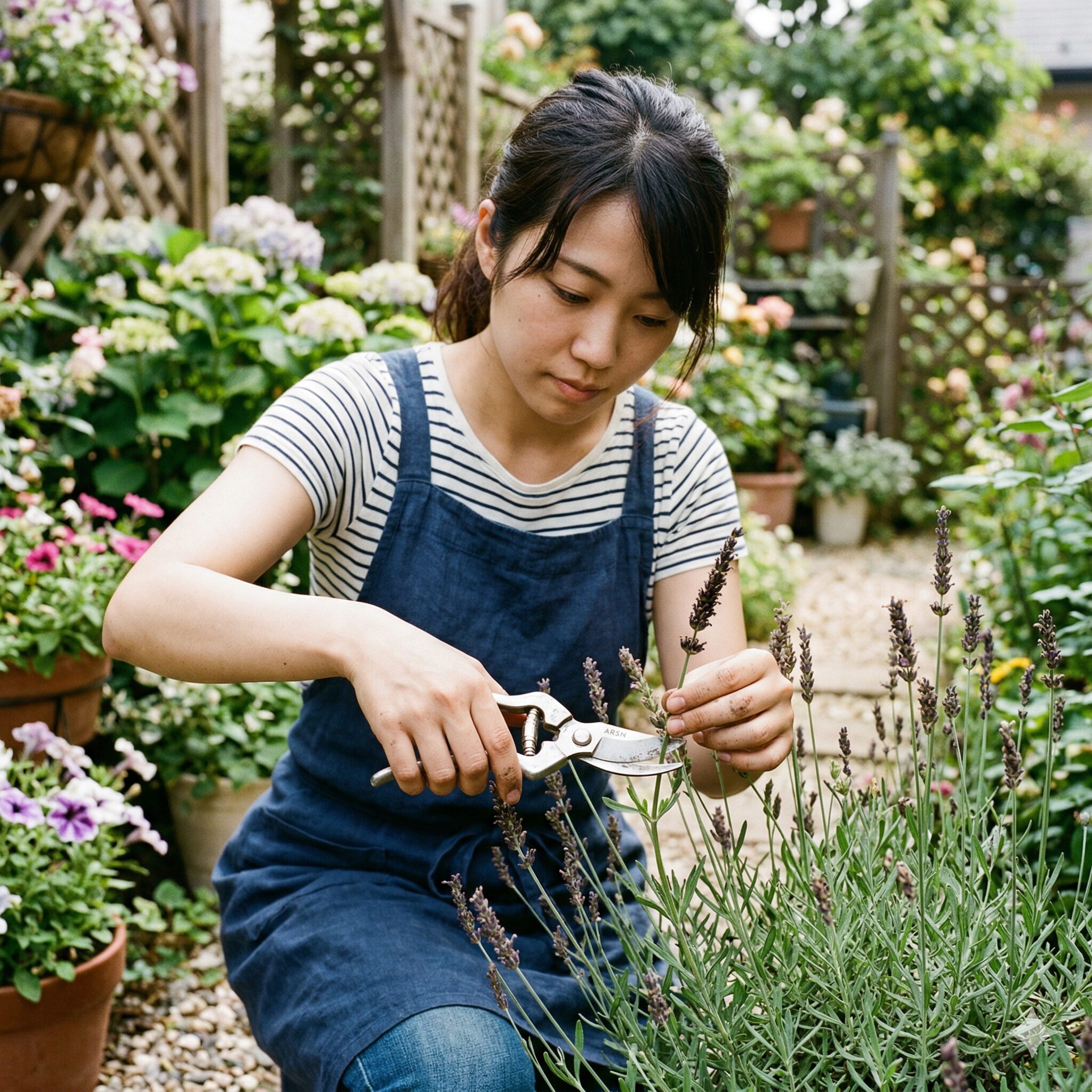 サルビア ネモ ローサ 日陰8 二番花を咲かせるためにサルビアの花穂を切り戻す剪定作業
