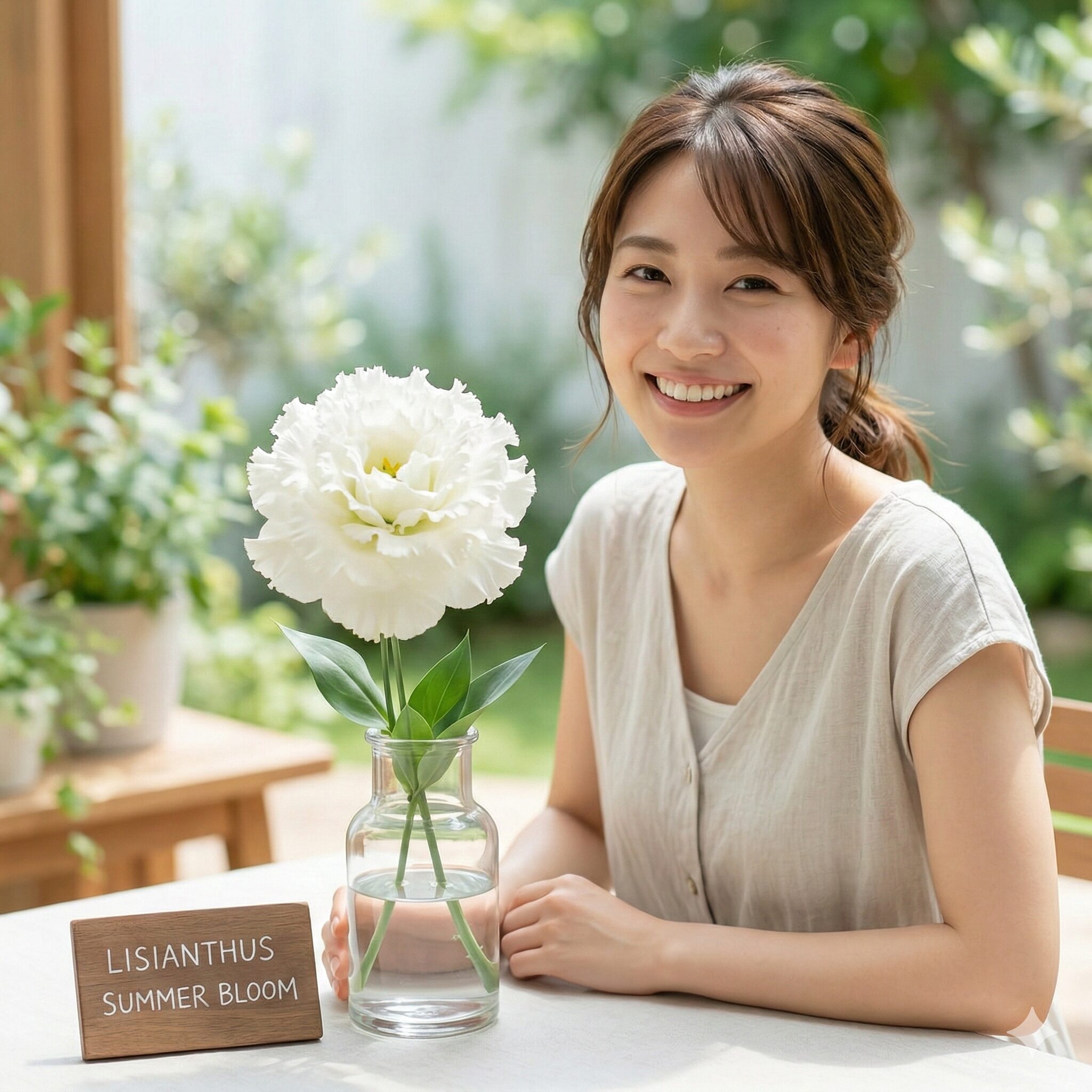 シャクヤクに似た花10　夏にシャクヤクの代わりとして重宝される、華やかな大輪八重咲きのトルコキキョウ。