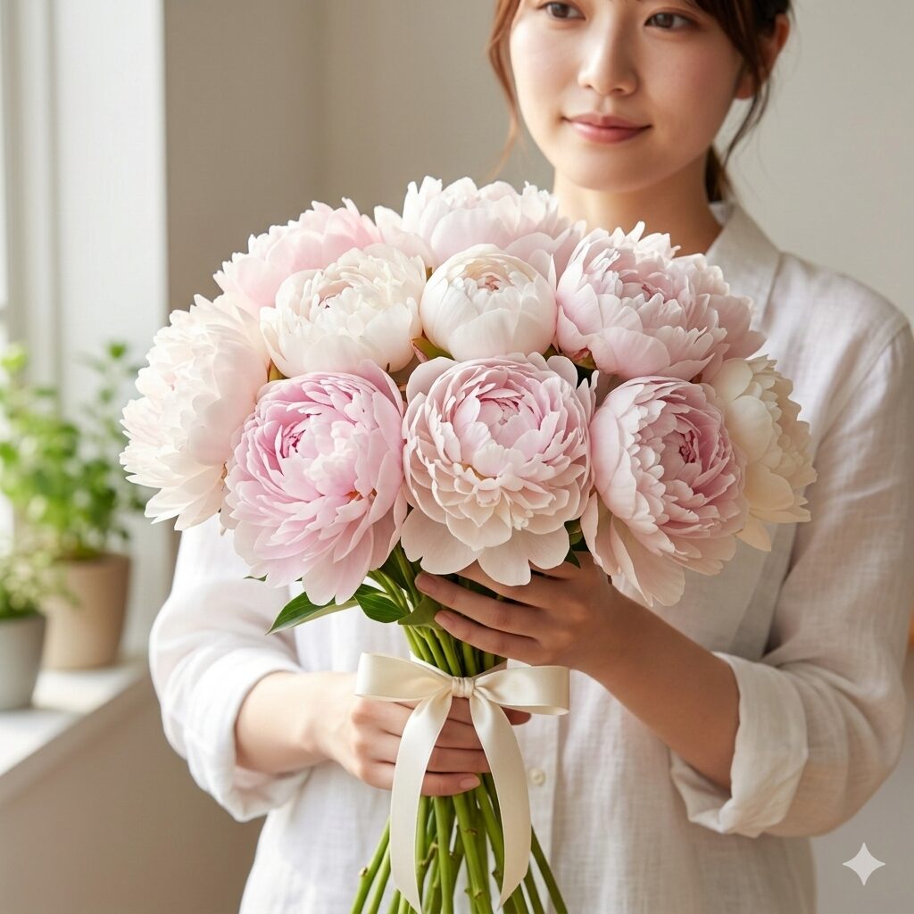 シャクヤクに似た花6　「私の妻になってください」という意味を持つ12本のシャクヤクの豪華な花束。