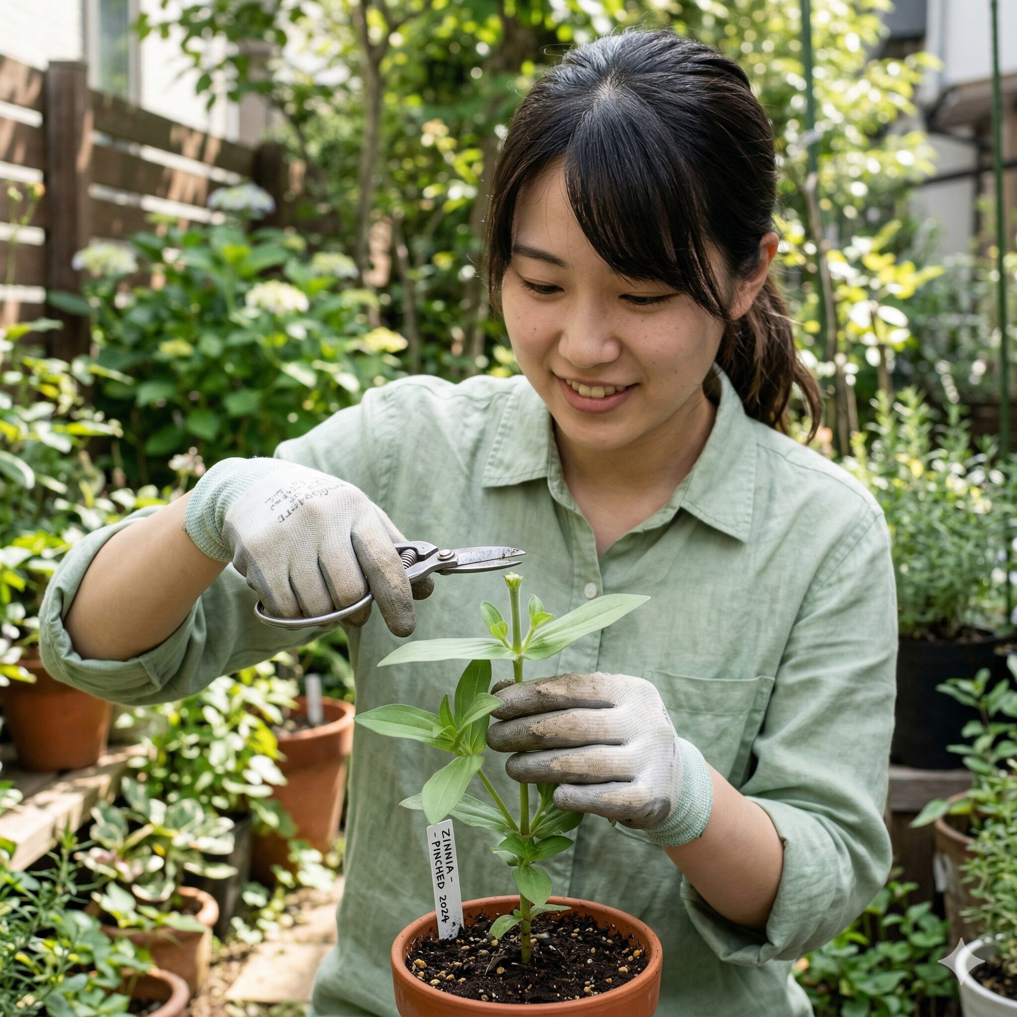 ジニア 人気 品種9　ジニアの脇芽を増やすための摘心（ピンチ）のやり方