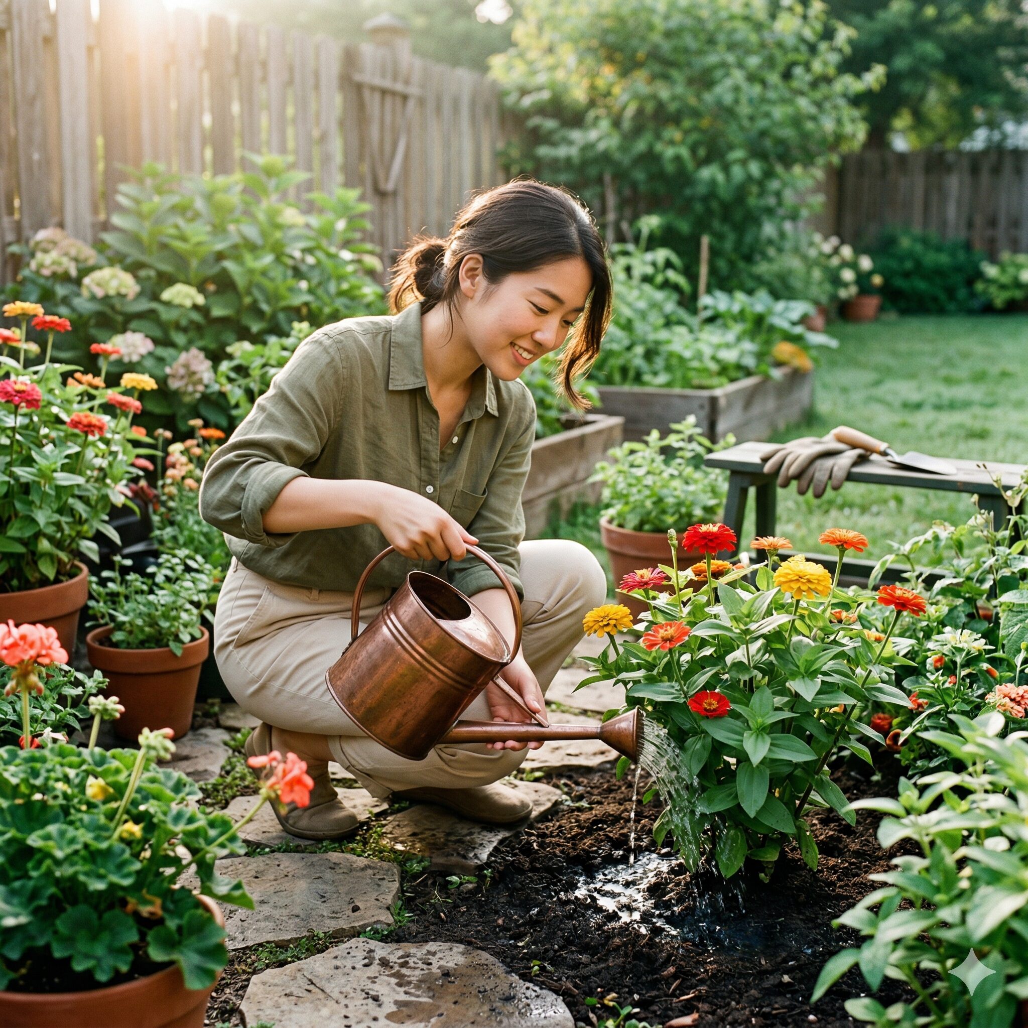 ジニア 寄せ植え 相性4　ジニアの病気を防ぐための正しい株元への水やり方法