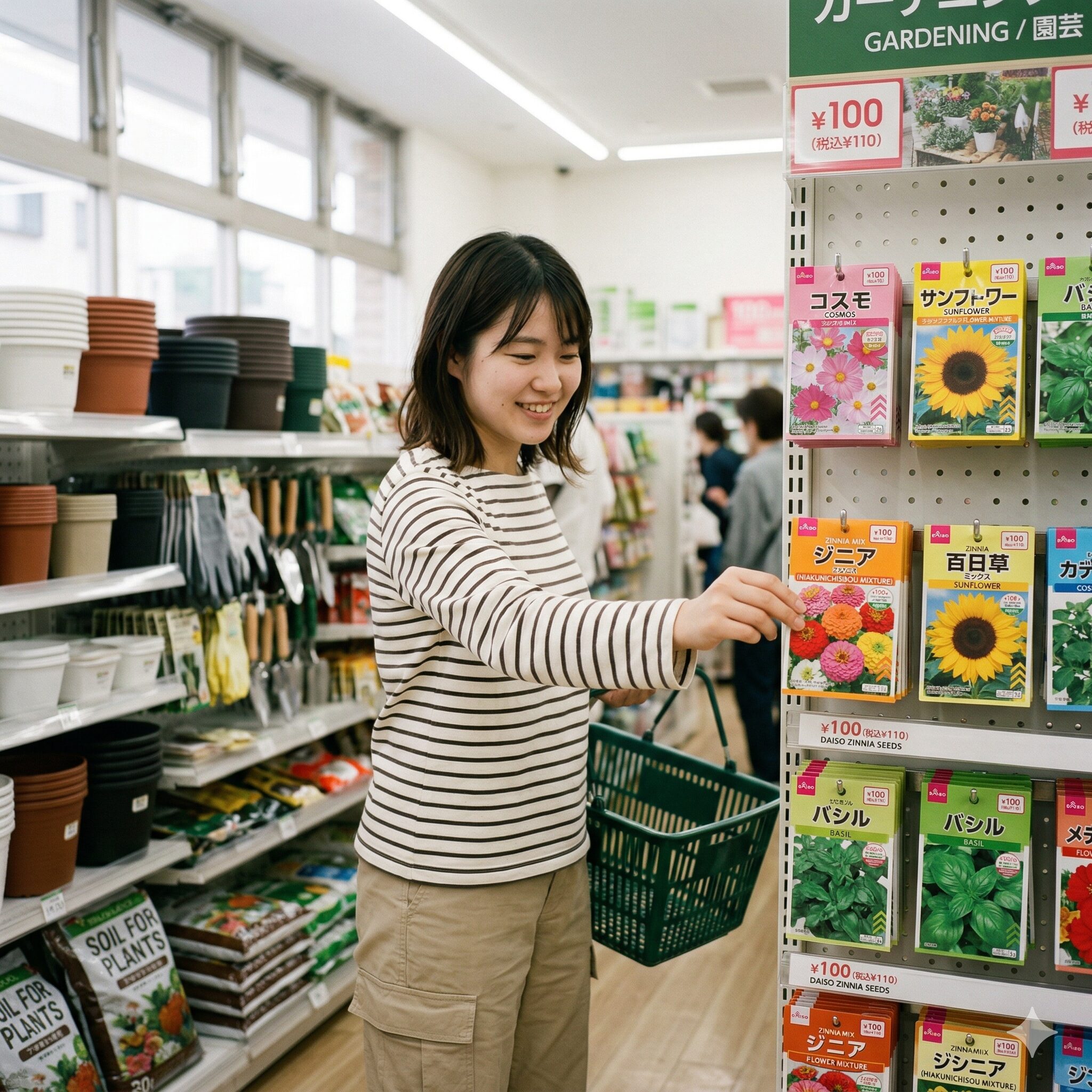 ジニア 種 どこ3　100円ショップ（ダイソー）で販売されている手頃なジニアの混合種の袋