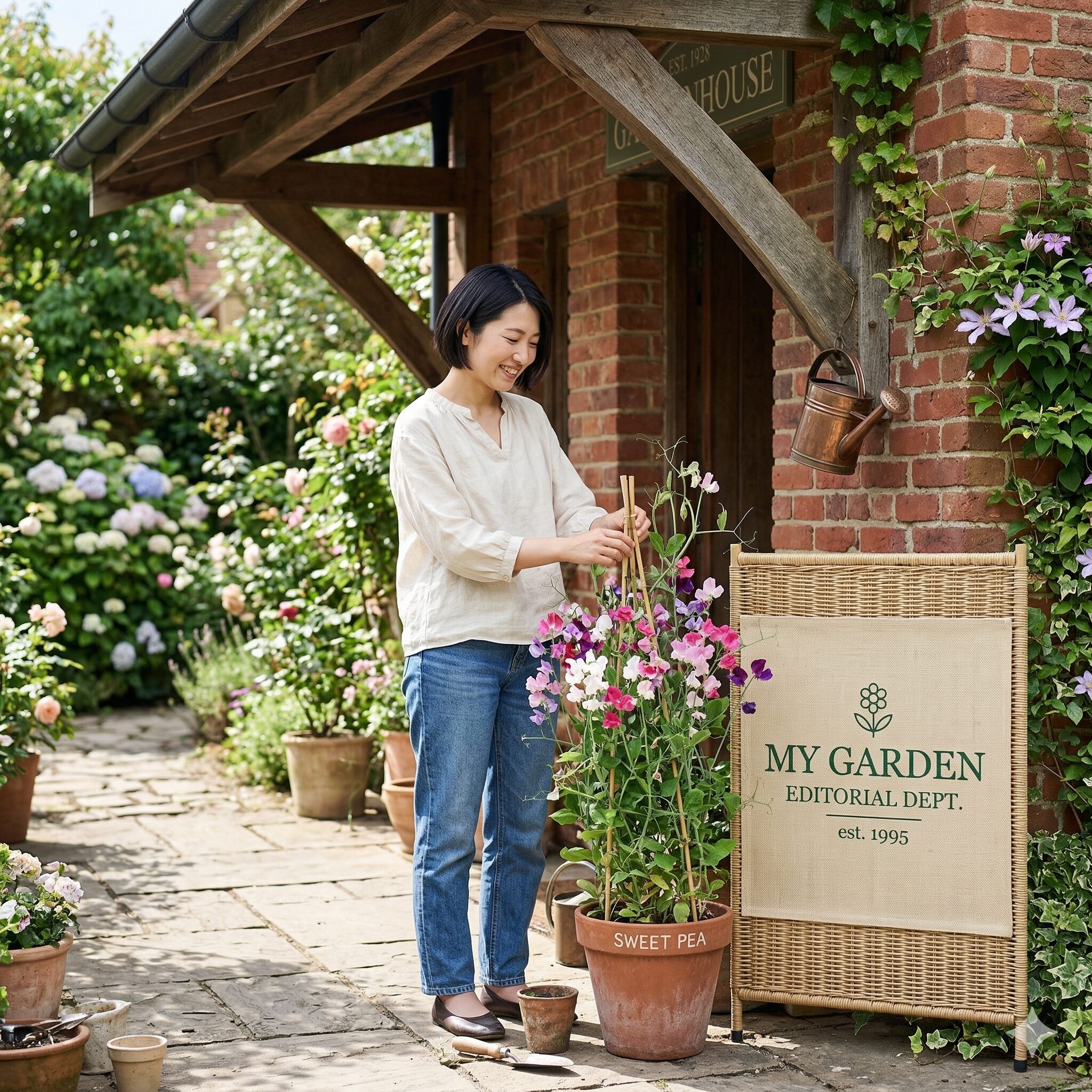 スイートピー 冬越し3 スイートピーの冬越しに最適な場所:建物の南向きの軒下。