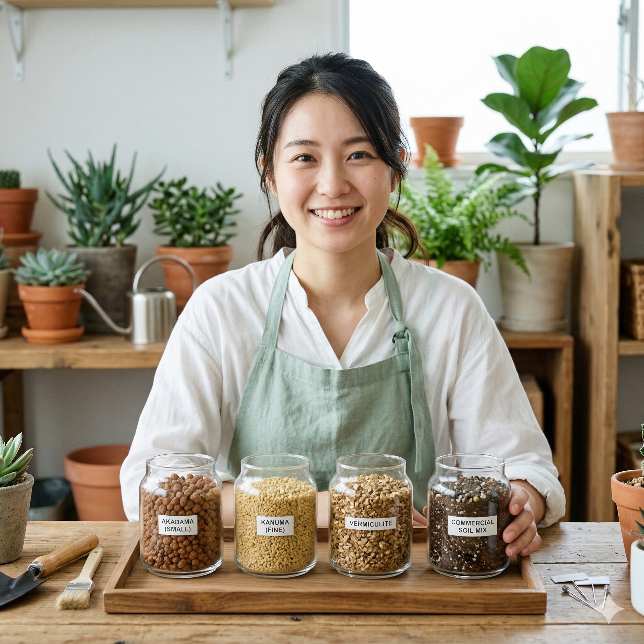 セネッティ 挿し木8 セネッティの挿し木におすすめの清潔な用土(赤玉土・鹿沼土・バーミキュライト)の質感比較